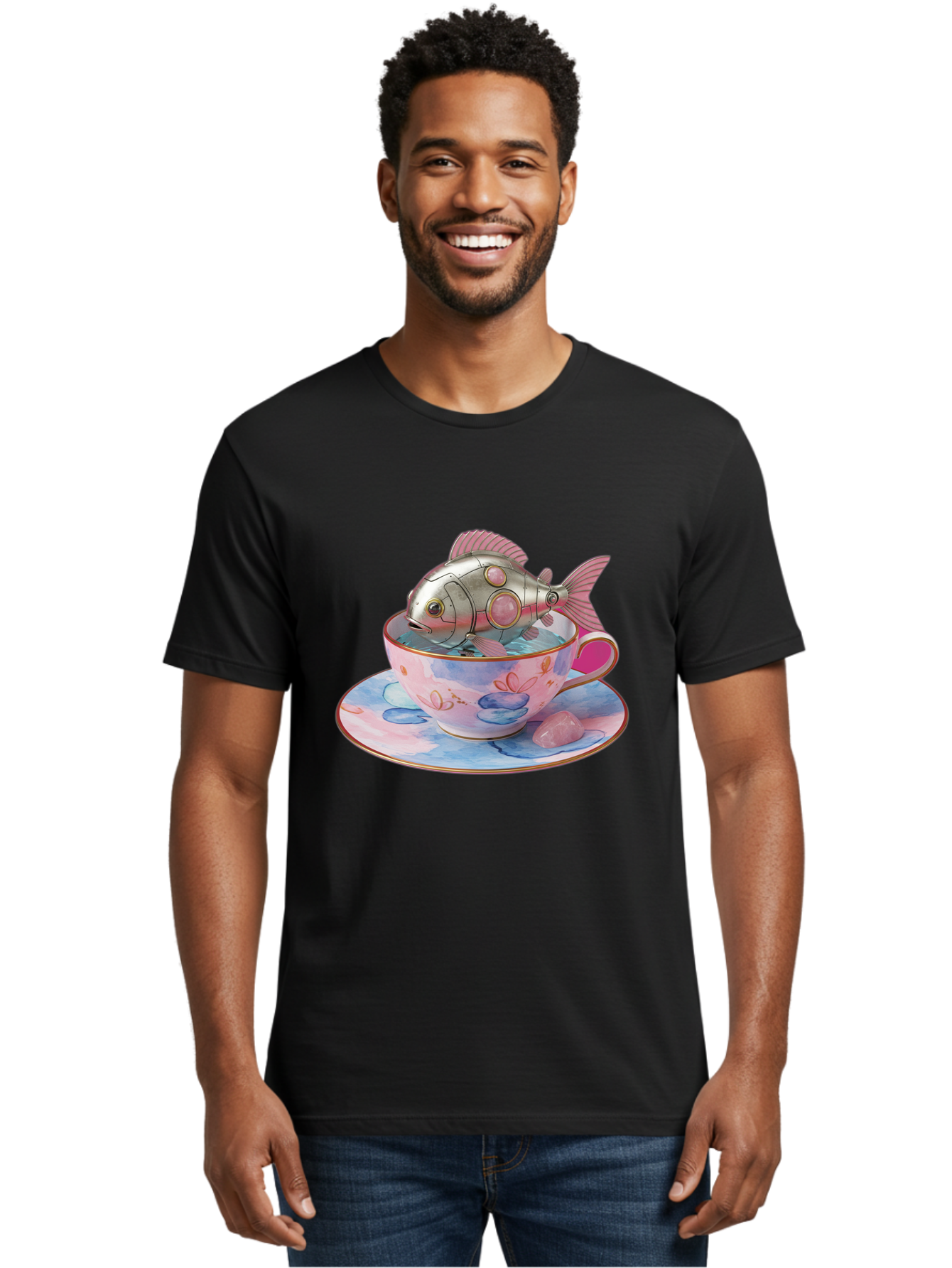 Robot-Fish-Tea-Cup Men'S Graphic Tee, 100% Cotton, Comfortable Casual Summer Wear, Machine Washable, Vintage Camera, Old Camera, Antique Camera, Black Camera, Classic Photography, Photography Equipment, Nostalgic Device, Film Camera, Bal253 21