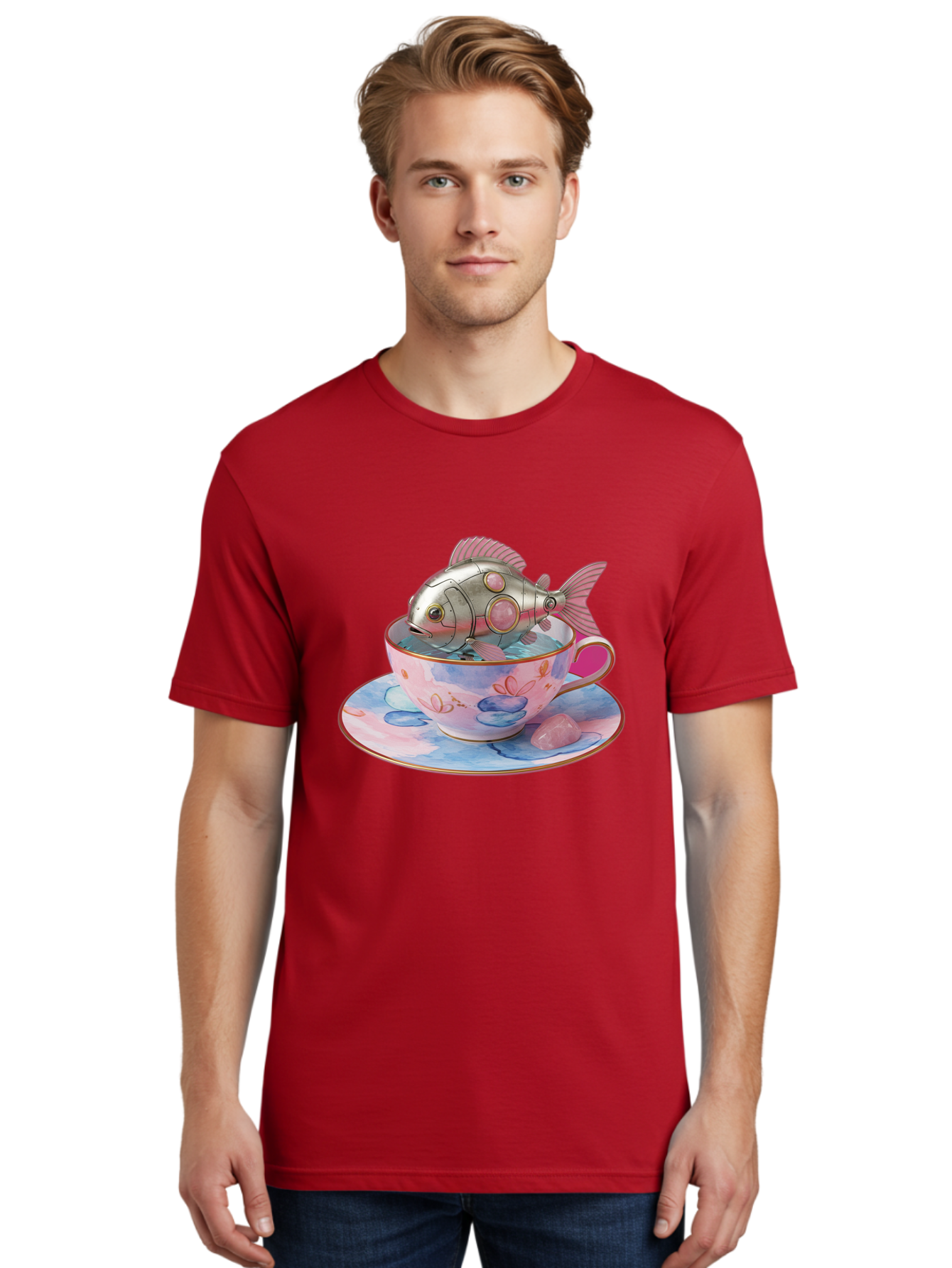 Robot-Fish-Tea-Cup Men'S Graphic Tee, 100% Cotton, Comfortable Casual Summer Wear, Machine Washable, Vintage Camera, Old Camera, Antique Camera, Black Camera, Classic Photography, Photography Equipment, Nostalgic Device, Film Camera, Bal253 25