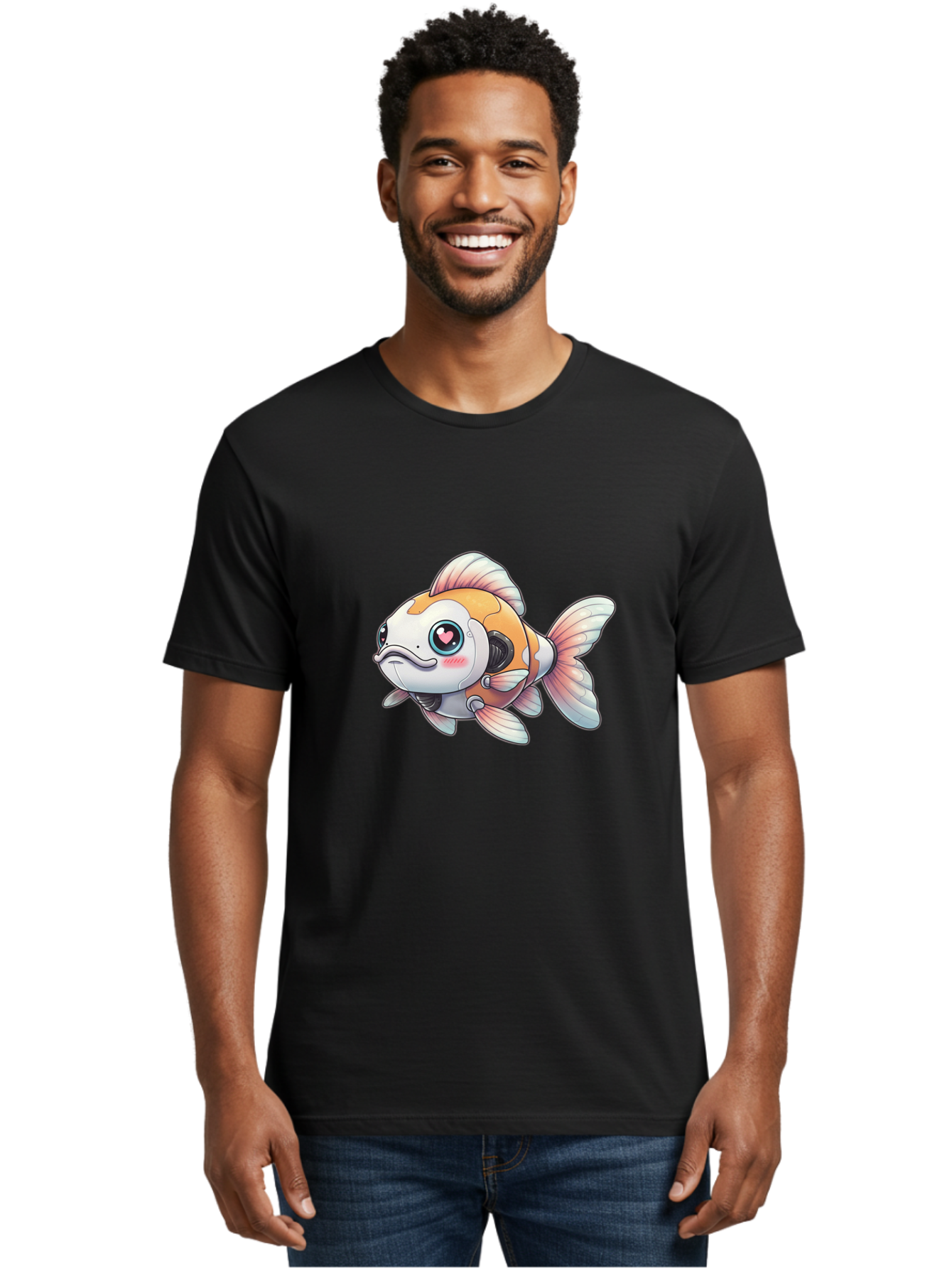 Robot-Goldfish-1 Men'S Graphic Tee, 100% Cotton, Comfortable Casual Summer Wear, Machine Washable, Vintage Camera, Old Camera, Antique Camera, Black Camera, Classic Photography, Photography Equipment, Nostalgic Device, Film Camera, Camera Art Bal255 19