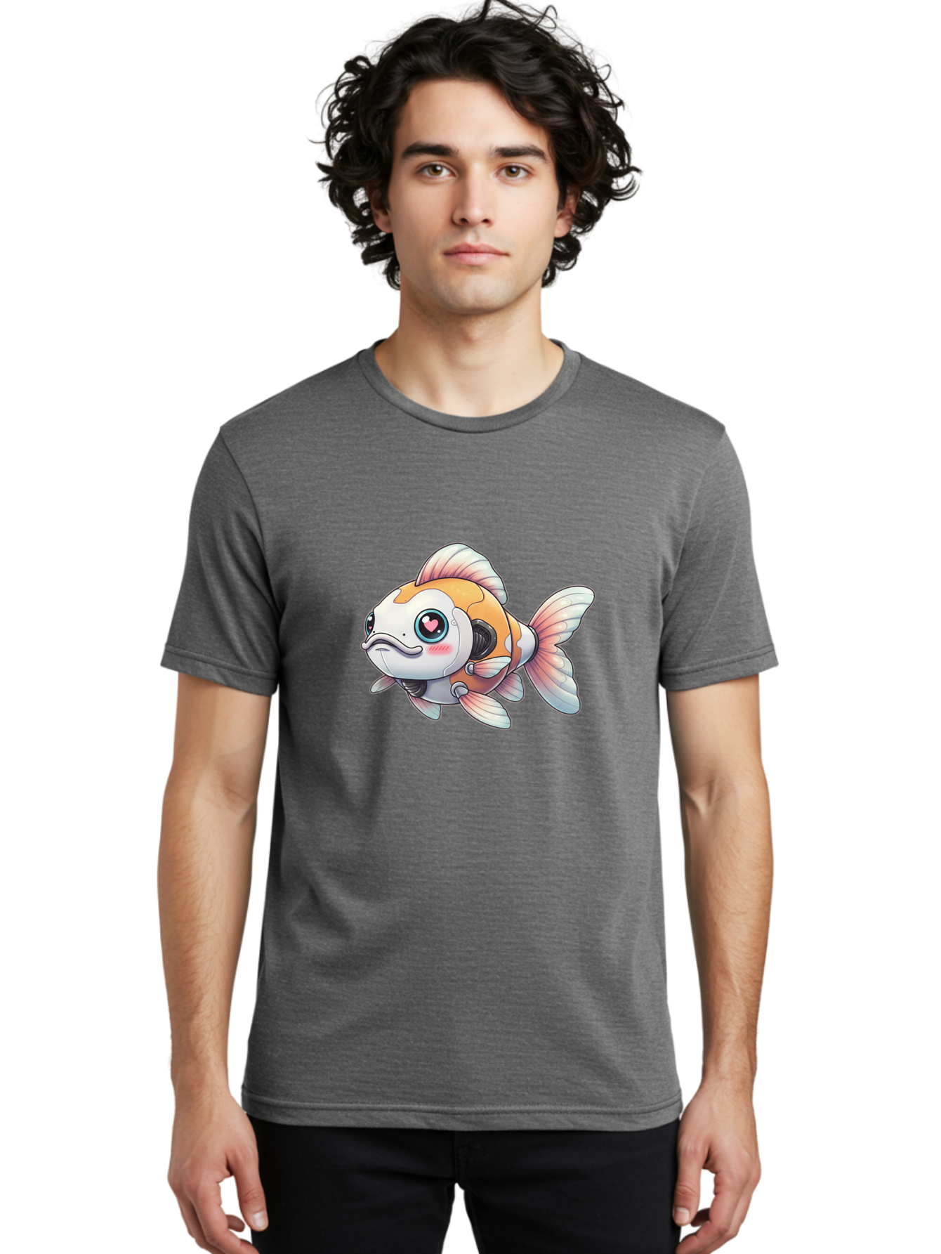 Robot-Goldfish-1 Men'S Graphic Tee, 100% Cotton, Comfortable Casual Summer Wear, Machine Washable, Vintage Camera, Old Camera, Antique Camera, Black Camera, Classic Photography, Photography Equipment, Nostalgic Device, Film Camera, Camera Art Bal255 18