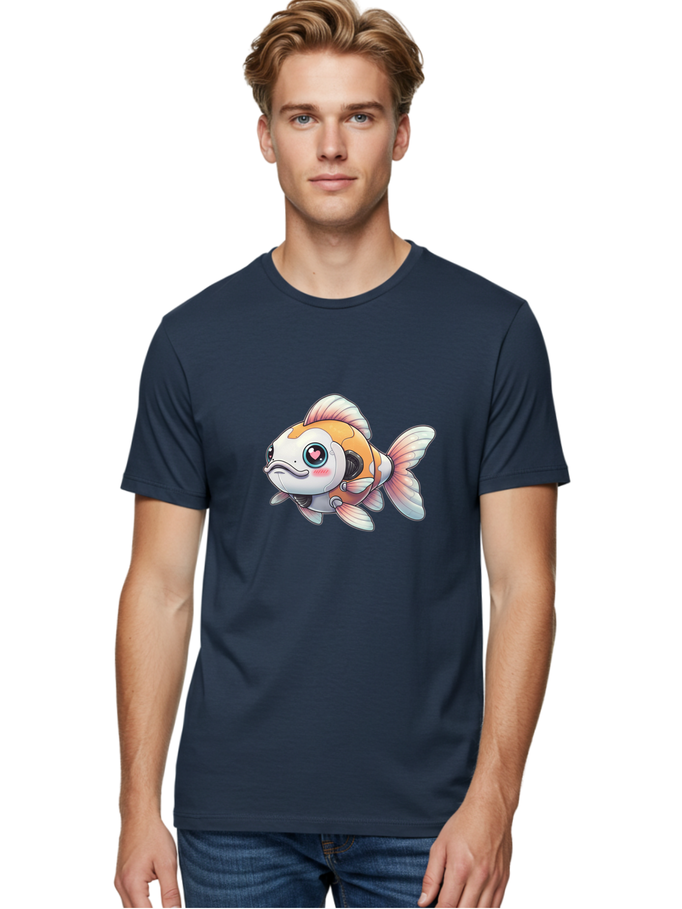 Robot-Goldfish-1 Men'S Graphic Tee, 100% Cotton, Comfortable Casual Summer Wear, Machine Washable, Vintage Camera, Old Camera, Antique Camera, Black Camera, Classic Photography, Photography Equipment, Nostalgic Device, Film Camera, Camera Art Bal255 26