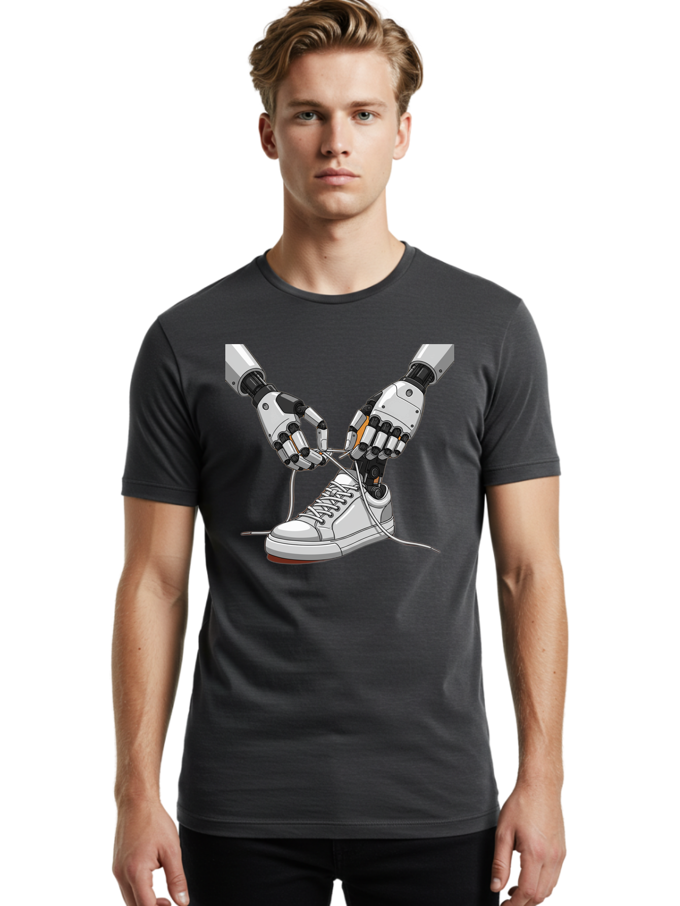 Robot-Tying-Shoe Men'S Graphic Tee, 100% Cotton, Comfortable Casual Summer Wear, Machine Washable, Vintage Camera, Old Camera, Antique Camera, Black Camera, Classic Photography, Photography Equipment, Nostalgic Device, Film Camera, Camera Art Bal263 24
