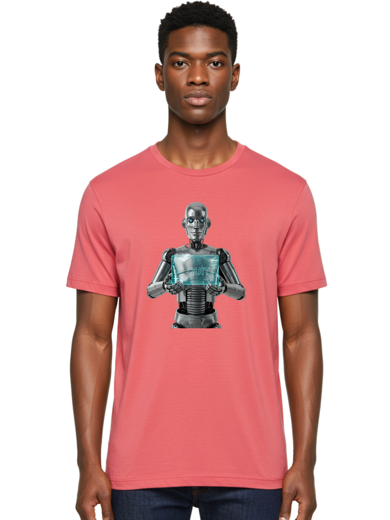 Robot-With-I-Quit Men'S Graphic Tee, 100% Cotton, Comfortable Casual Summer Wear, Machine Washable, Vintage Camera, Old Camera, Antique Camera, Black Camera, Classic Photography, Photography Equipment, Nostalgic Device, Film Camera, Camera Art Bal264 30