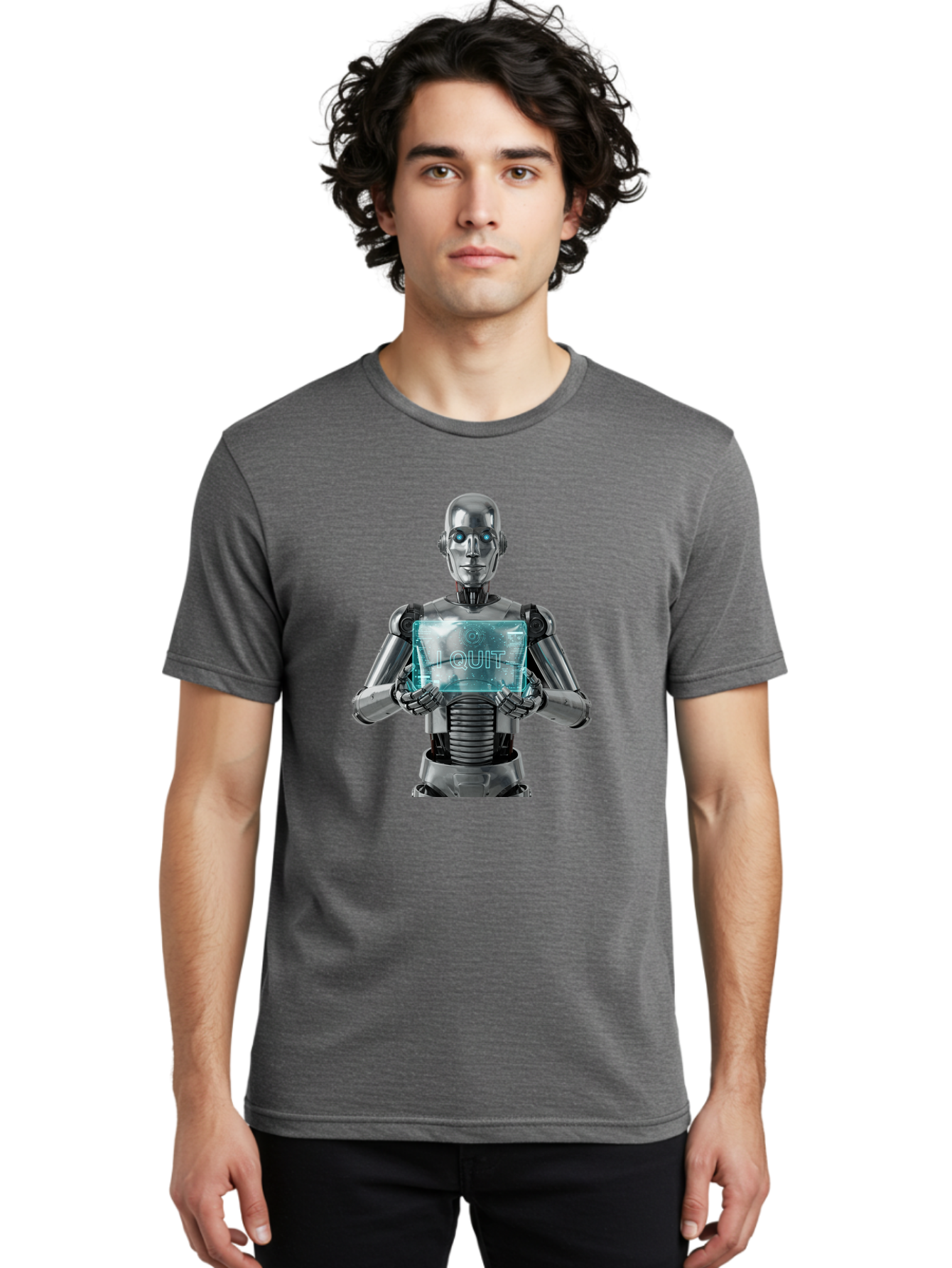 Robot-With-I-Quit Men'S Graphic Tee, 100% Cotton, Comfortable Casual Summer Wear, Machine Washable, Vintage Camera, Old Camera, Antique Camera, Black Camera, Classic Photography, Photography Equipment, Nostalgic Device, Film Camera, Camera Art Bal264 17