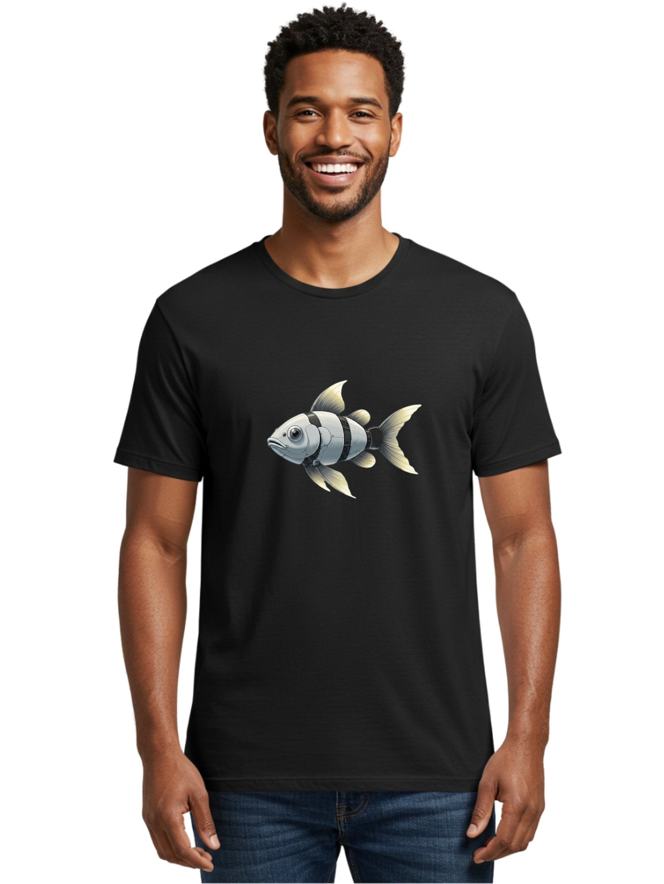 Robotic-Fish-1 Men'S Graphic Tee, 100% Cotton, Comfortable Casual Summer Wear, Machine Washable, Vintage Camera, Old Camera, Antique Camera, Black Camera, Classic Photography, Photography Equipment, Nostalgic Device, Film Camera, Camera Art Bal265 21