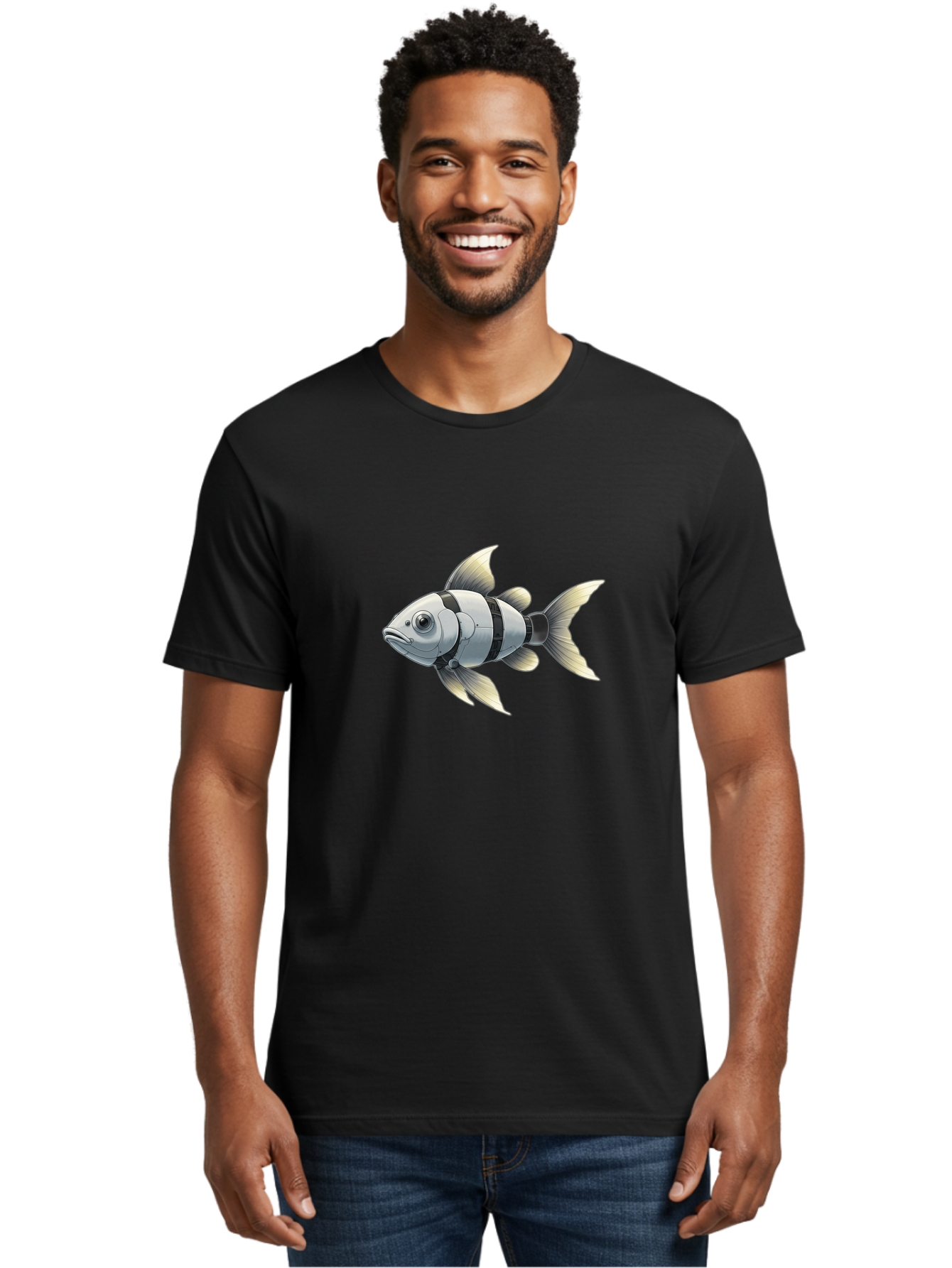 Robotic-Fish-1 Men'S Graphic Tee, 100% Cotton, Comfortable Casual Summer Wear, Machine Washable, Vintage Camera, Old Camera, Antique Camera, Black Camera, Classic Photography, Photography Equipment, Nostalgic Device, Film Camera, Camera Art Bal265 25
