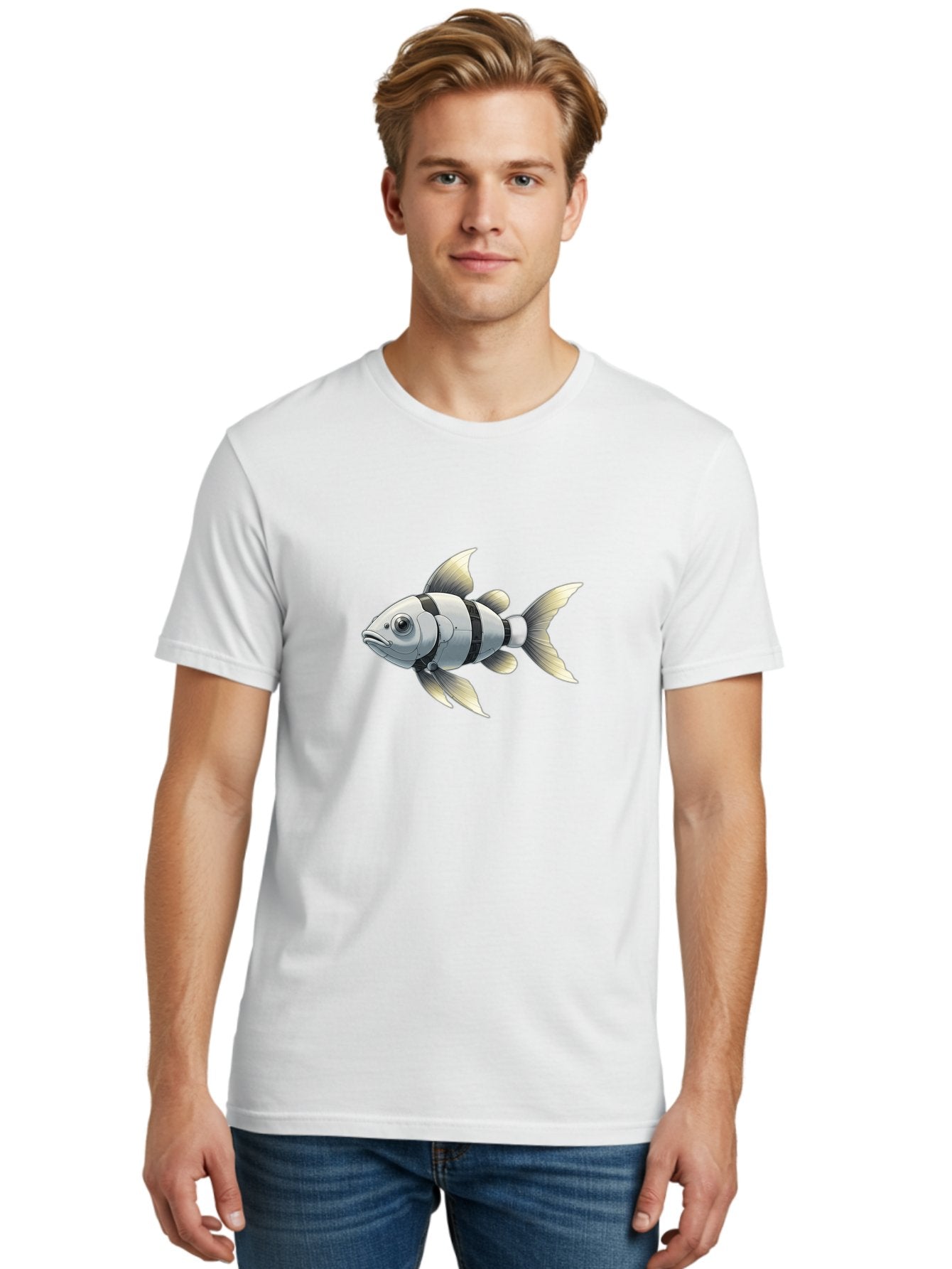 Robotic-Fish-1 Men'S Graphic Tee, 100% Cotton, Comfortable Casual Summer Wear, Machine Washable, Vintage Camera, Old Camera, Antique Camera, Black Camera, Classic Photography, Photography Equipment, Nostalgic Device, Film Camera, Camera Art Bal265 26