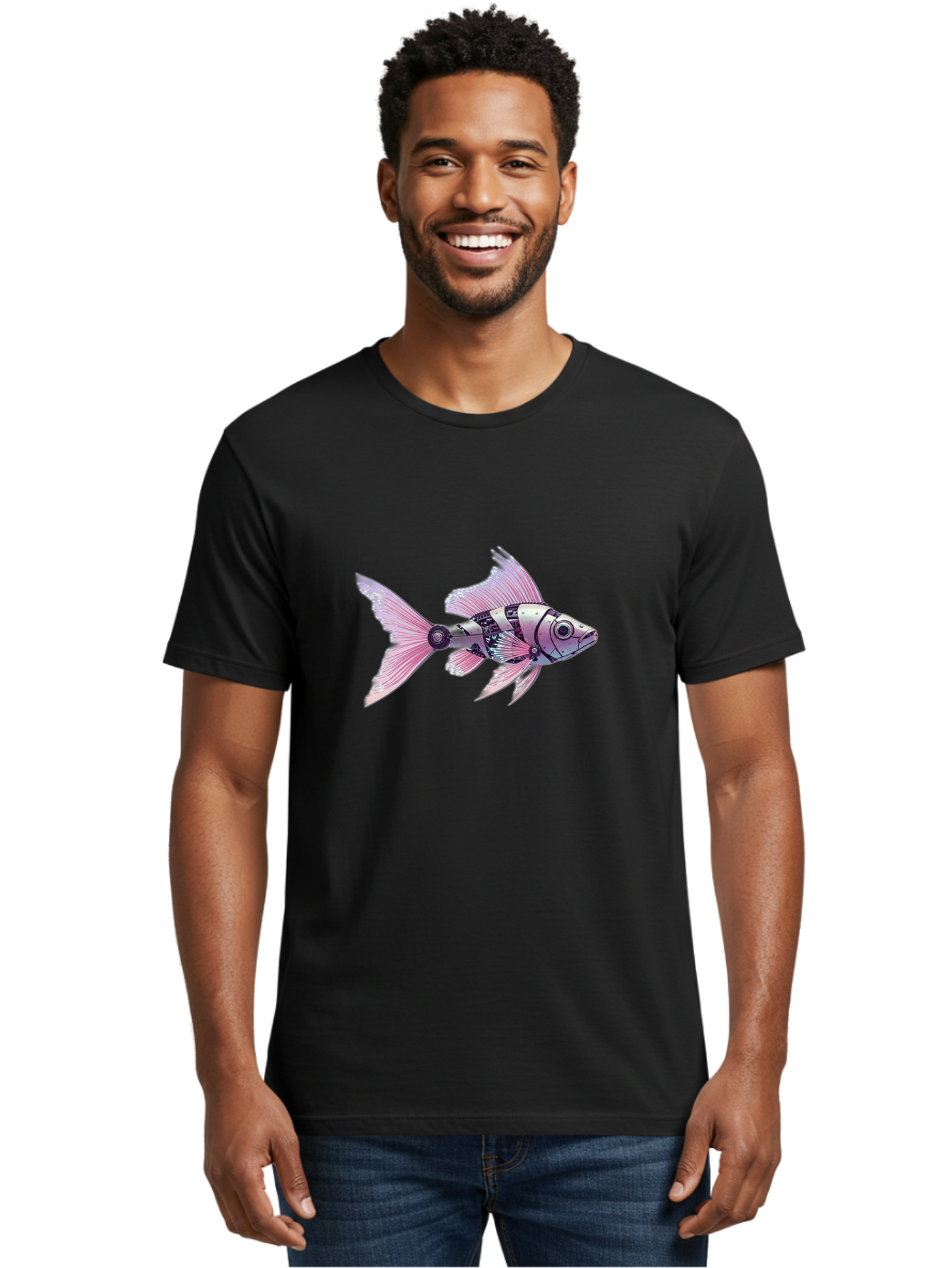 Robotic-Fish-2 Men'S Graphic Tee, 100% Cotton, Comfortable Casual Summer Wear, Machine Washable, Vintage Camera, Old Camera, Antique Camera, Black Camera, Classic Photography, Photography Equipment, Nostalgic Device, Film Camera, Camera Art Bal266 17