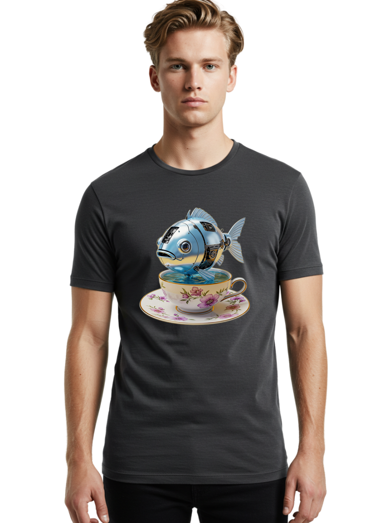 Robotic-Fish-Teacup Men'S Graphic Tee, 100% Cotton, Comfortable Casual Summer Wear, Machine Washable, Vintage Camera, Old Camera, Antique Camera, Black Camera, Classic Photography, Photography Equipment, Nostalgic Device, Film Camera, Bal267 19