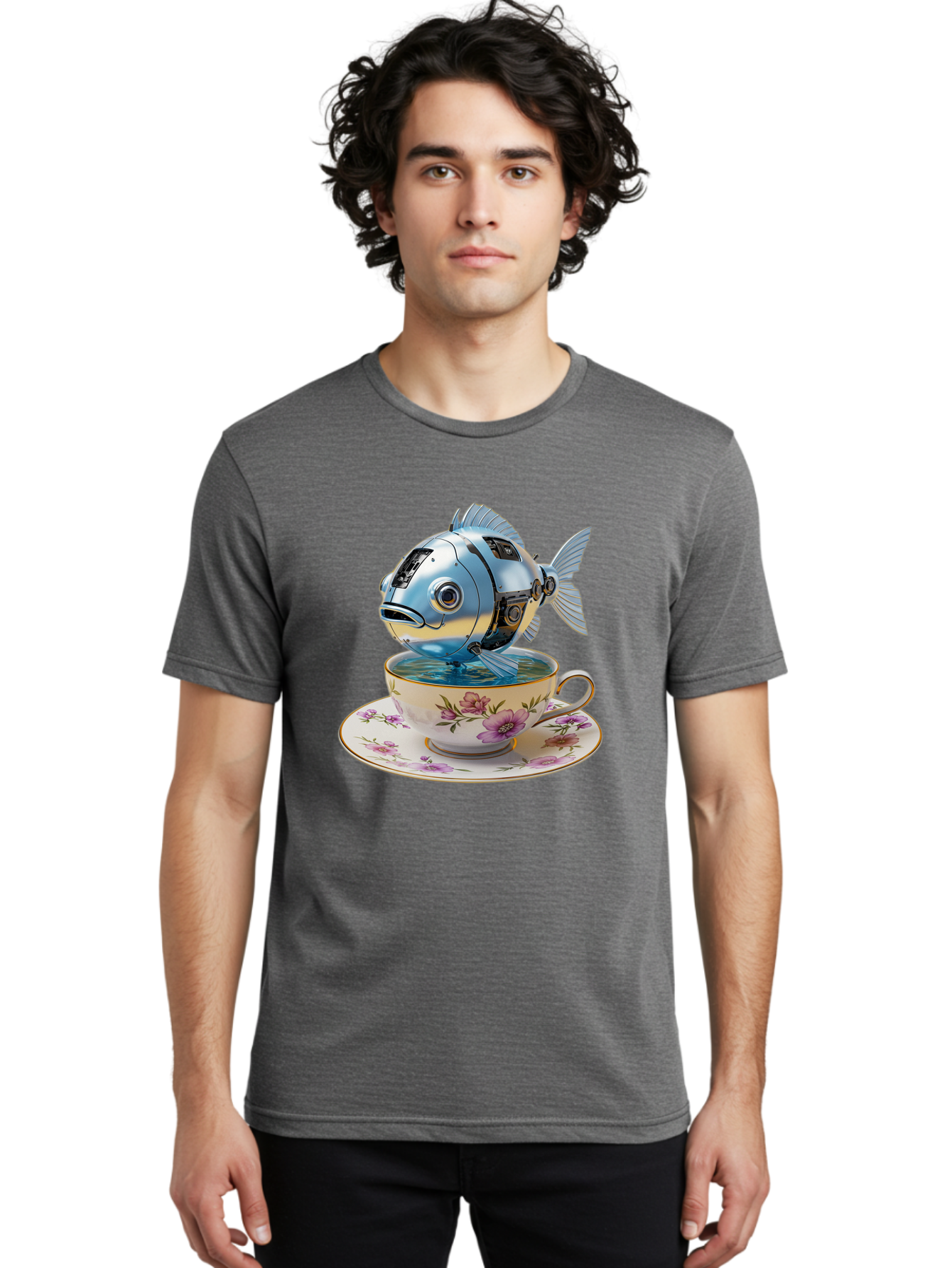 Robotic-Fish-Teacup Men'S Graphic Tee, 100% Cotton, Comfortable Casual Summer Wear, Machine Washable, Vintage Camera, Old Camera, Antique Camera, Black Camera, Classic Photography, Photography Equipment, Nostalgic Device, Film Camera, Bal267 24