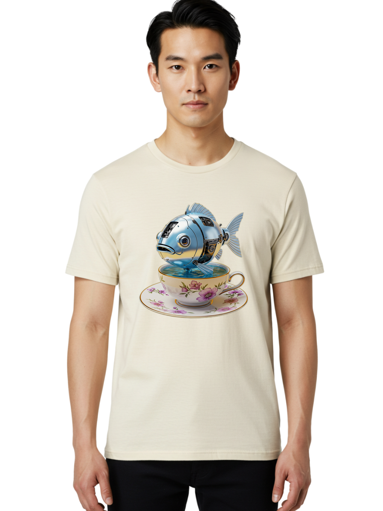 Robotic-Fish-Teacup Men'S Graphic Tee, 100% Cotton, Comfortable Casual Summer Wear, Machine Washable, Vintage Camera, Old Camera, Antique Camera, Black Camera, Classic Photography, Photography Equipment, Nostalgic Device, Film Camera, Bal267 16
