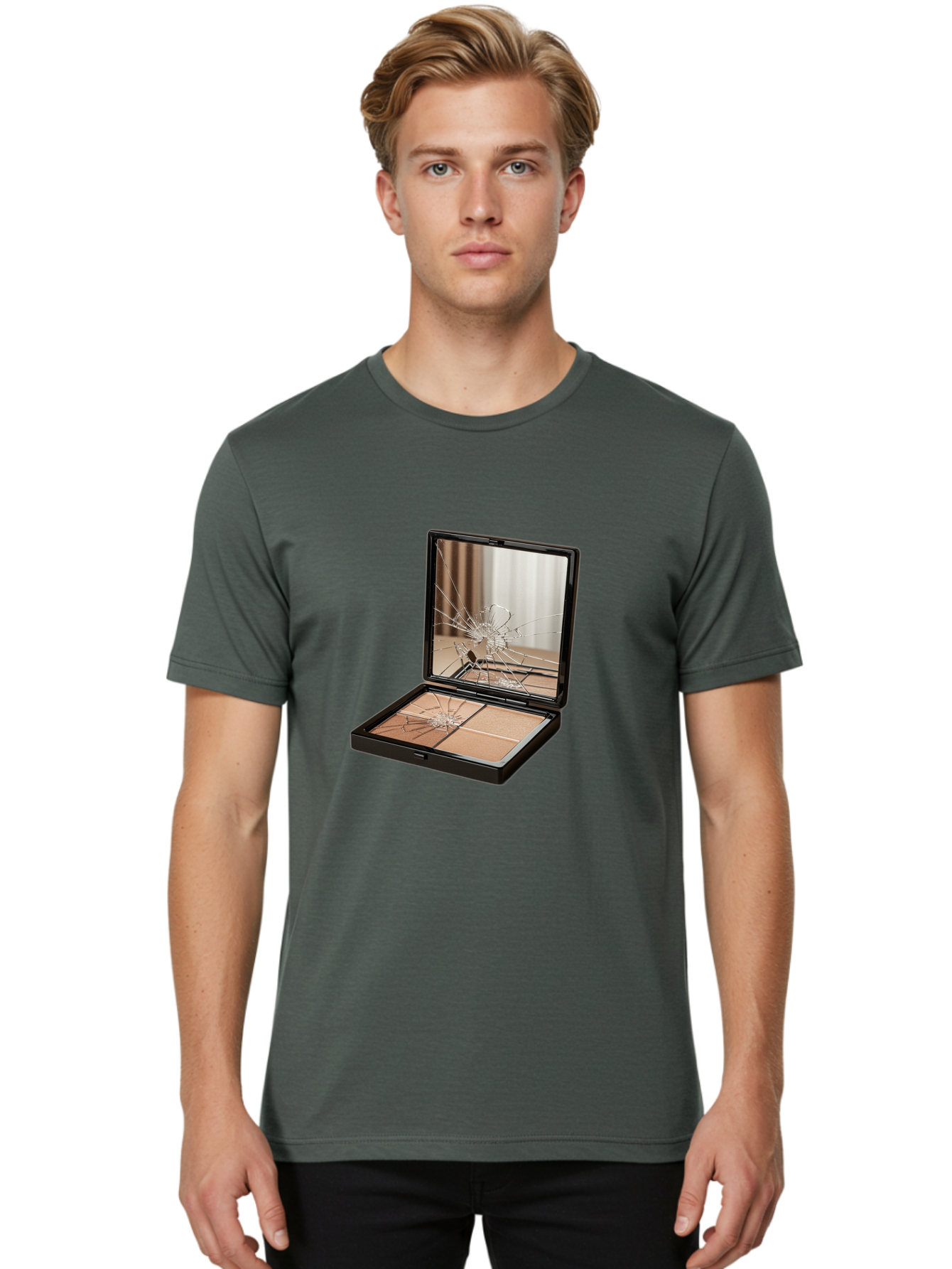 Shattered-Eyeshadow-Compact Men'S Graphic Tee, 100% Cotton, Comfortable Casual Summer Wear, Machine Washable, Vintage Camera, Old Camera, Antique Camera, Black Camera, Classic Photography, Photography Equipment, Nostalgic Device, Film Camera, Bal289 25