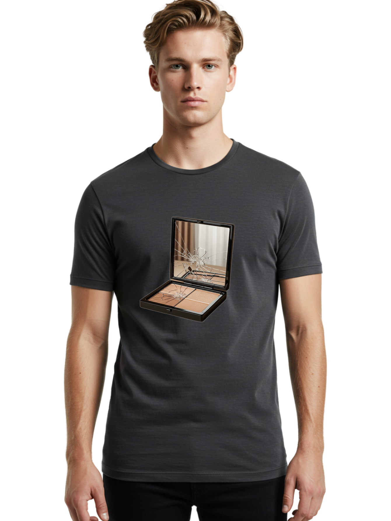 Shattered-Eyeshadow-Compact Men'S Graphic Tee, 100% Cotton, Comfortable Casual Summer Wear, Machine Washable, Vintage Camera, Old Camera, Antique Camera, Black Camera, Classic Photography, Photography Equipment, Nostalgic Device, Film Camera, Bal289 19