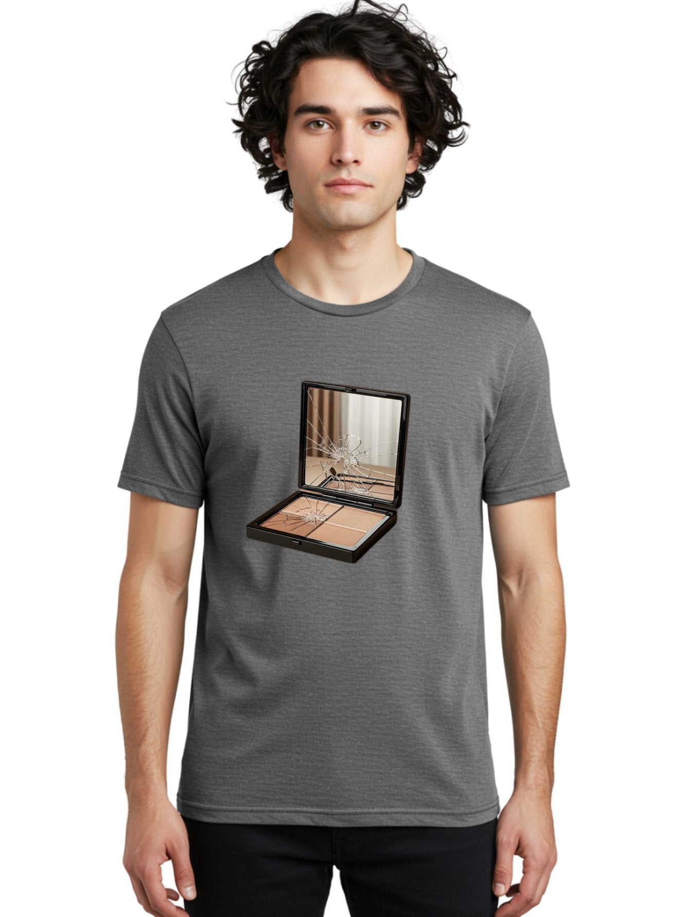Shattered-Eyeshadow-Compact Men'S Graphic Tee, 100% Cotton, Comfortable Casual Summer Wear, Machine Washable, Vintage Camera, Old Camera, Antique Camera, Black Camera, Classic Photography, Photography Equipment, Nostalgic Device, Film Camera, Bal289 18