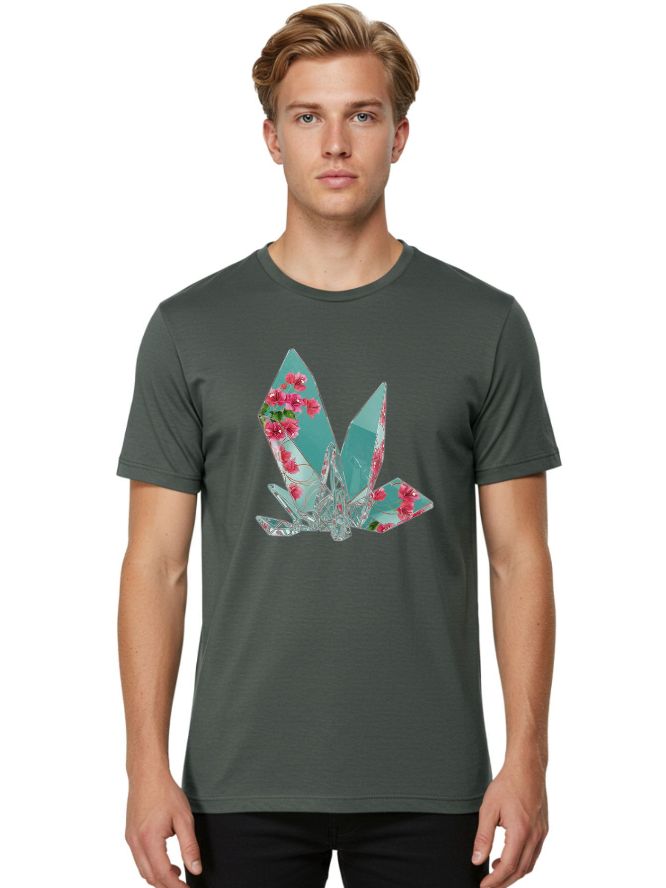 Shattered-Glass-With-Flowers Men'S Graphic Tee, 100% Cotton, Comfortable Casual Summer Wear, Machine Washable, Vintage Camera, Old Camera, Antique Camera, Black Camera, Classic Photography, Photography Equipment, Nostalgic Device, Film Camera, Bal293 27