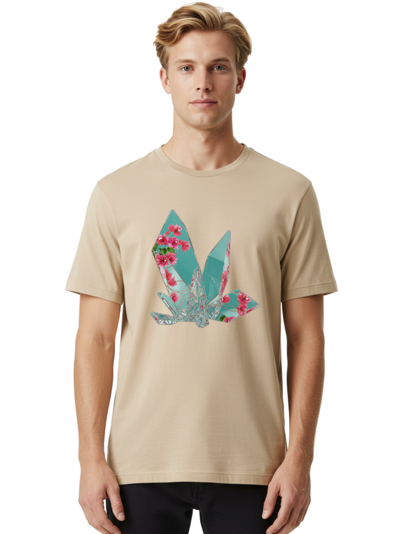 Shattered-Glass-With-Flowers Men'S Graphic Tee, 100% Cotton, Comfortable Casual Summer Wear, Machine Washable, Vintage Camera, Old Camera, Antique Camera, Black Camera, Classic Photography, Photography Equipment, Nostalgic Device, Film Camera, Bal293 25