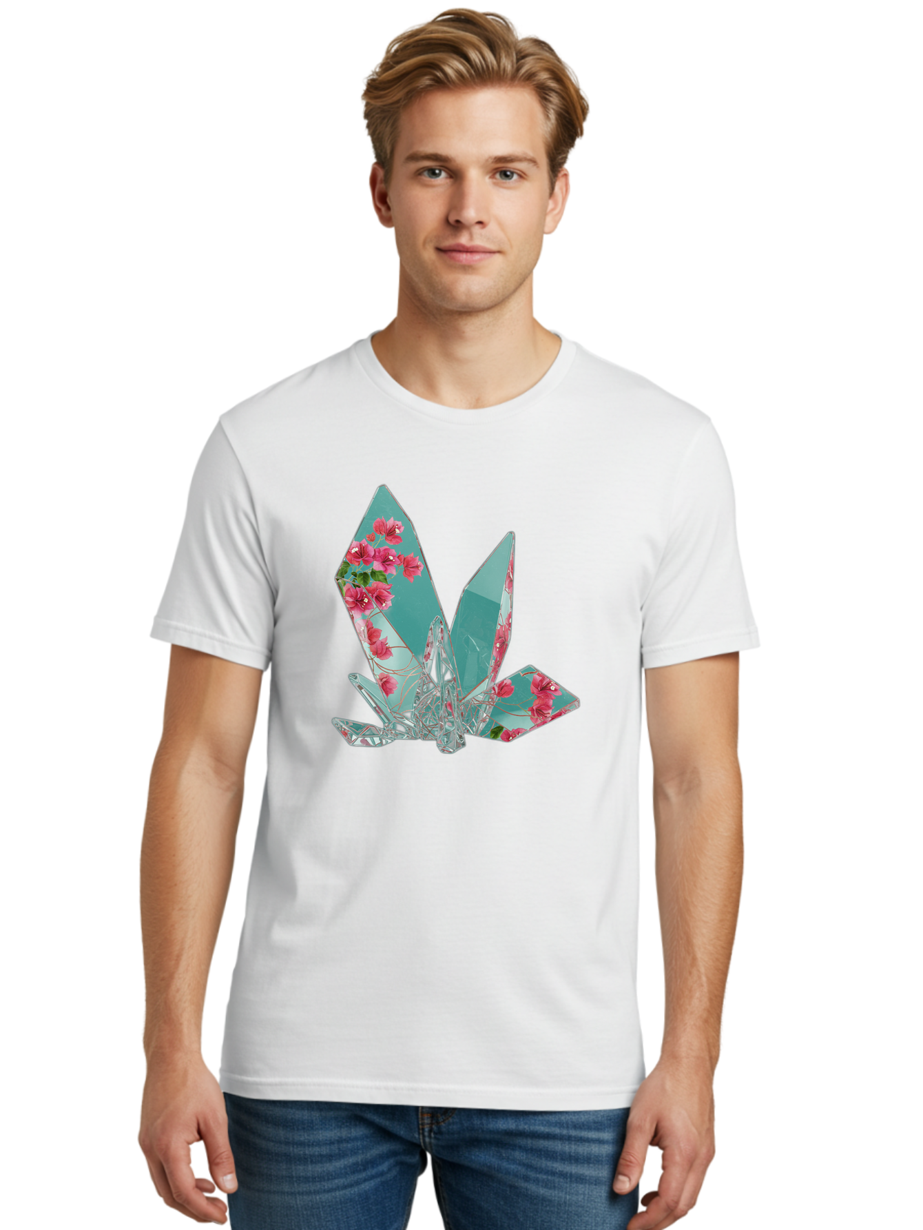 Shattered-Glass-With-Flowers Men'S Graphic Tee, 100% Cotton, Comfortable Casual Summer Wear, Machine Washable, Vintage Camera, Old Camera, Antique Camera, Black Camera, Classic Photography, Photography Equipment, Nostalgic Device, Film Camera, Bal293 30