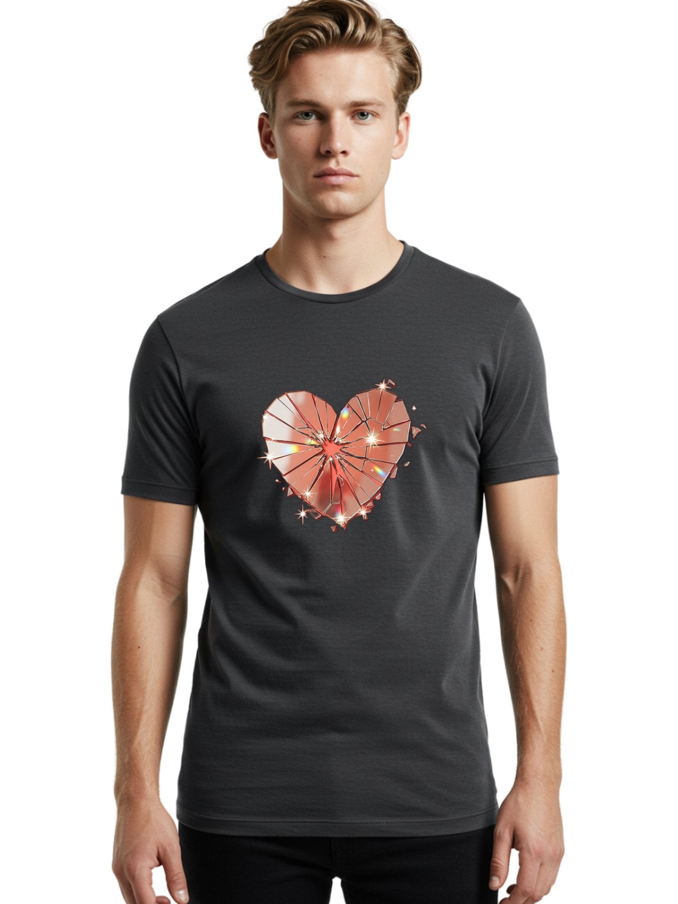 Shattered-Heart-1 Men'S Graphic Tee, 100% Cotton, Comfortable Casual Summer Wear, Machine Washable, Vintage Camera, Old Camera, Antique Camera, Black Camera, Classic Photography, Photography Equipment, Nostalgic Device, Film Camera, Camera Art Bal295 26