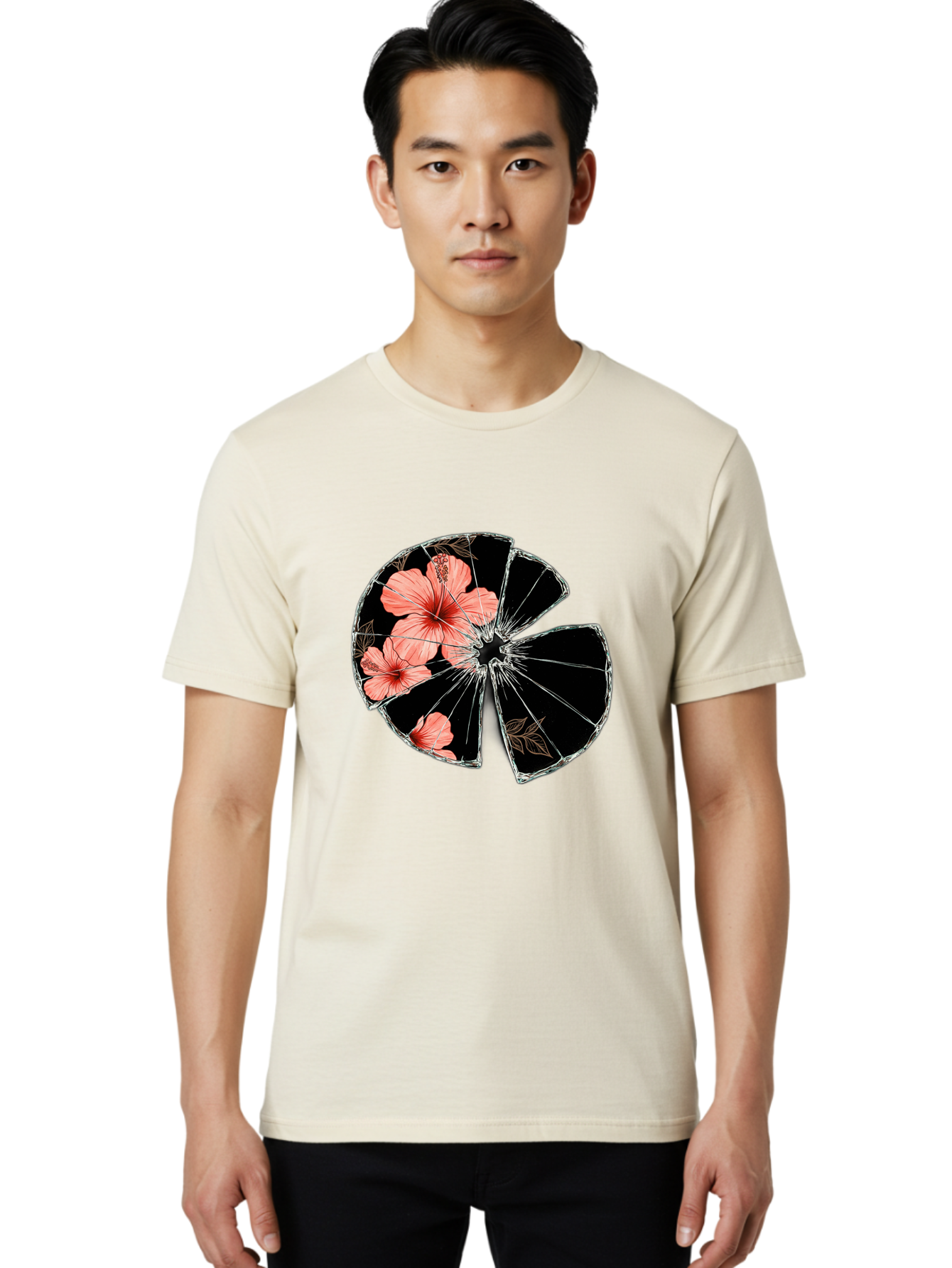 Shattered-Hibiscus Men'S Graphic Tee, 100% Cotton, Comfortable Casual Summer Wear, Machine Washable, Vintage Camera, Old Camera, Antique Camera, Black Camera, Classic Photography, Photography Equipment, Nostalgic Device, Film Camera, Bal297 25