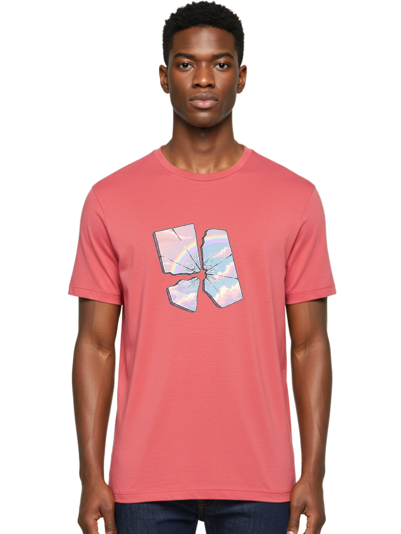 Shattered-Plate-With-Rainbow Men'S Graphic Tee, 100% Cotton, Comfortable Casual Summer Wear, Machine Washable, Vintage Camera, Old Camera, Antique Camera, Black Camera, Classic Photography, Photography Equipment, Nostalgic Device, Film Camera, Bal303 19