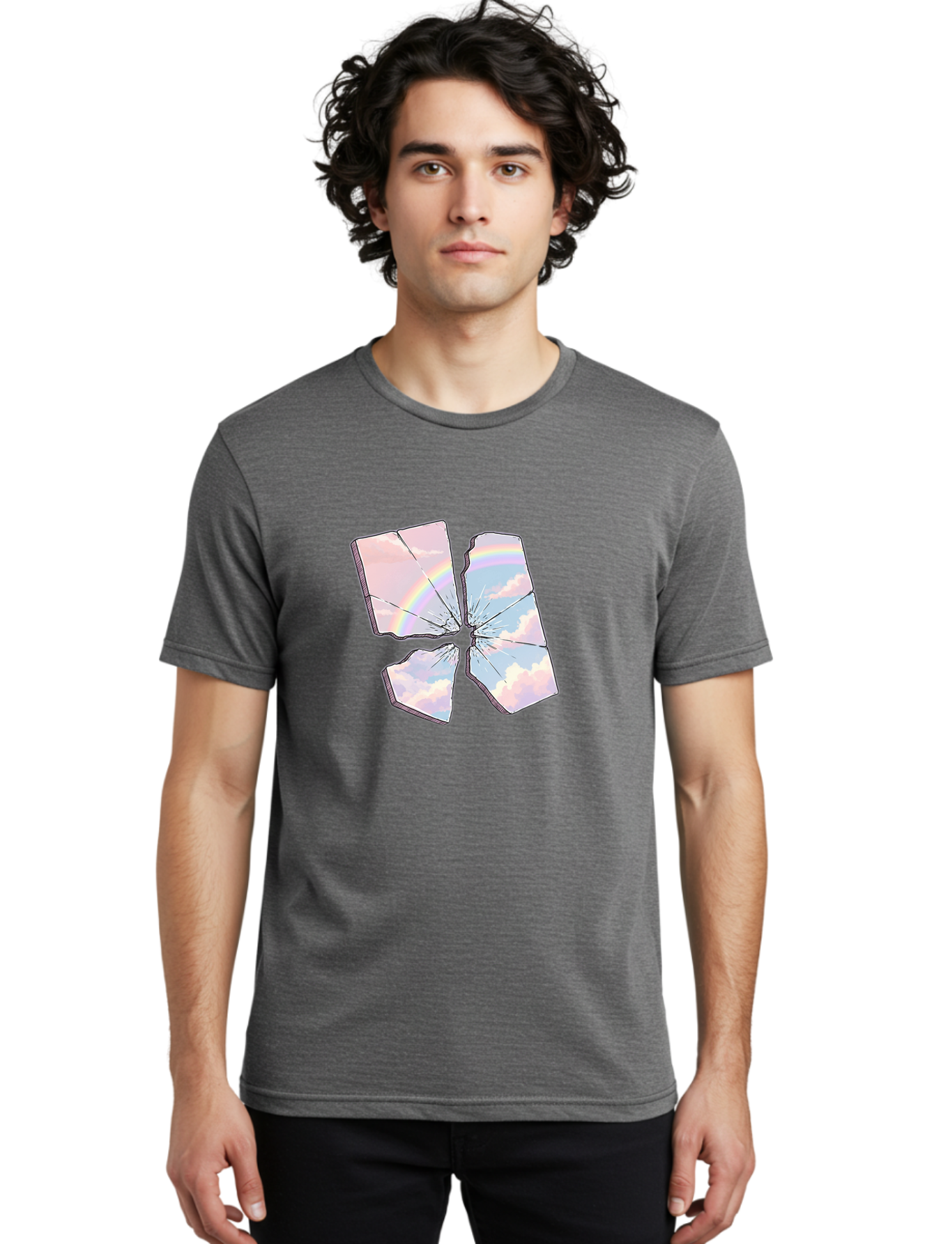 Shattered-Plate-With-Rainbow Men'S Graphic Tee, 100% Cotton, Comfortable Casual Summer Wear, Machine Washable, Vintage Camera, Old Camera, Antique Camera, Black Camera, Classic Photography, Photography Equipment, Nostalgic Device, Film Camera, Bal303 20