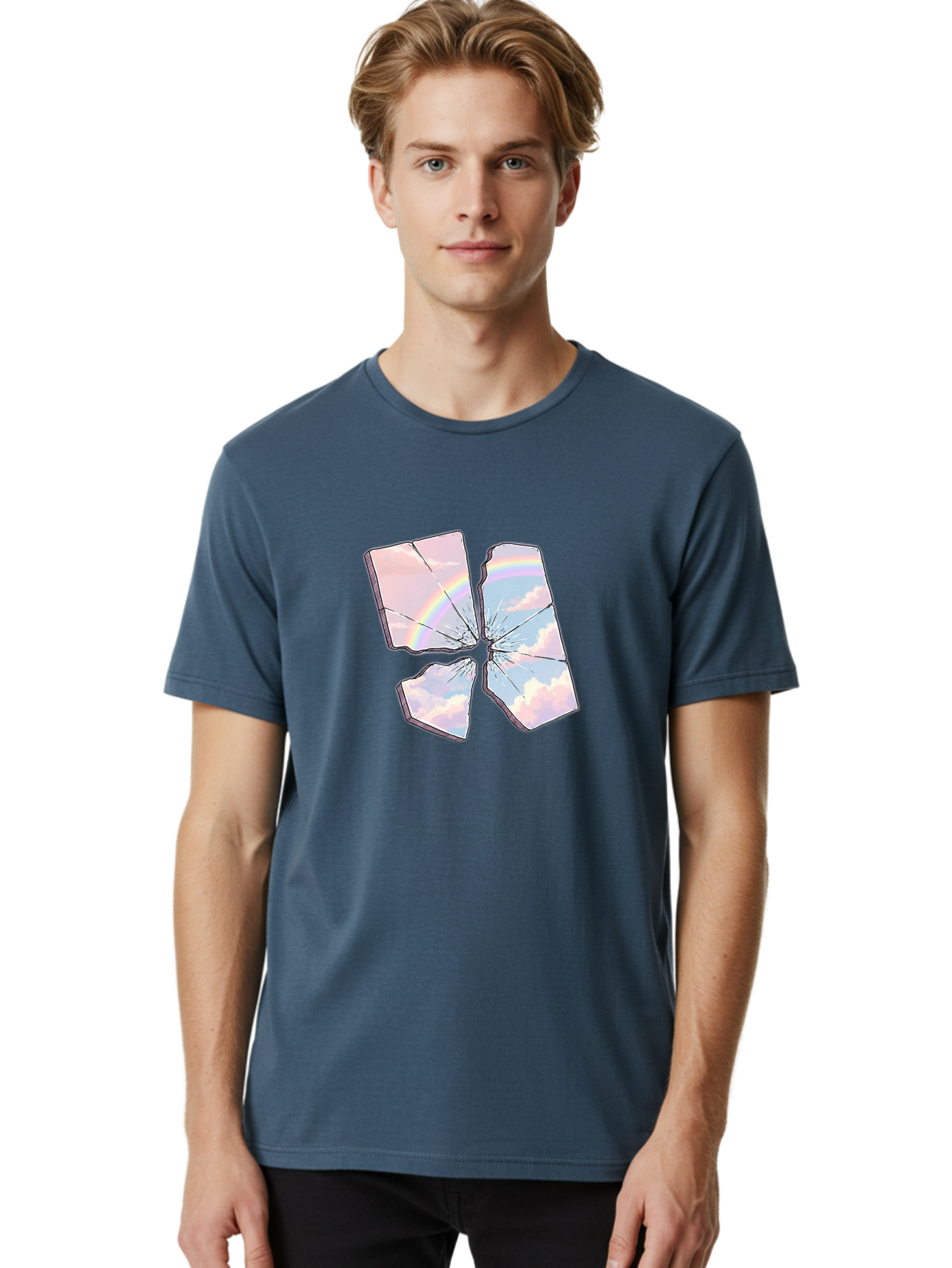 Shattered-Plate-With-Rainbow Men'S Graphic Tee, 100% Cotton, Comfortable Casual Summer Wear, Machine Washable, Vintage Camera, Old Camera, Antique Camera, Black Camera, Classic Photography, Photography Equipment, Nostalgic Device, Film Camera, Bal303 25