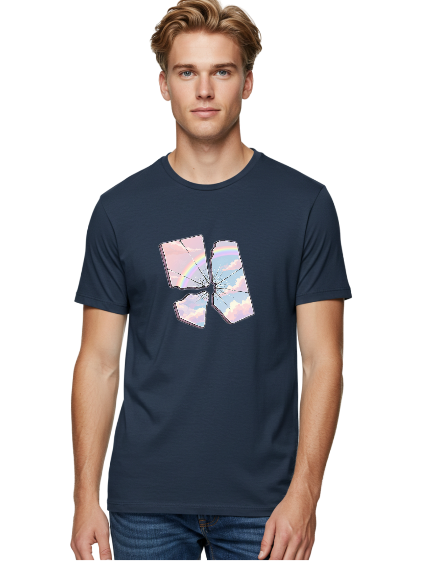 Shattered-Plate-With-Rainbow Men'S Graphic Tee, 100% Cotton, Comfortable Casual Summer Wear, Machine Washable, Vintage Camera, Old Camera, Antique Camera, Black Camera, Classic Photography, Photography Equipment, Nostalgic Device, Film Camera, Bal303 16