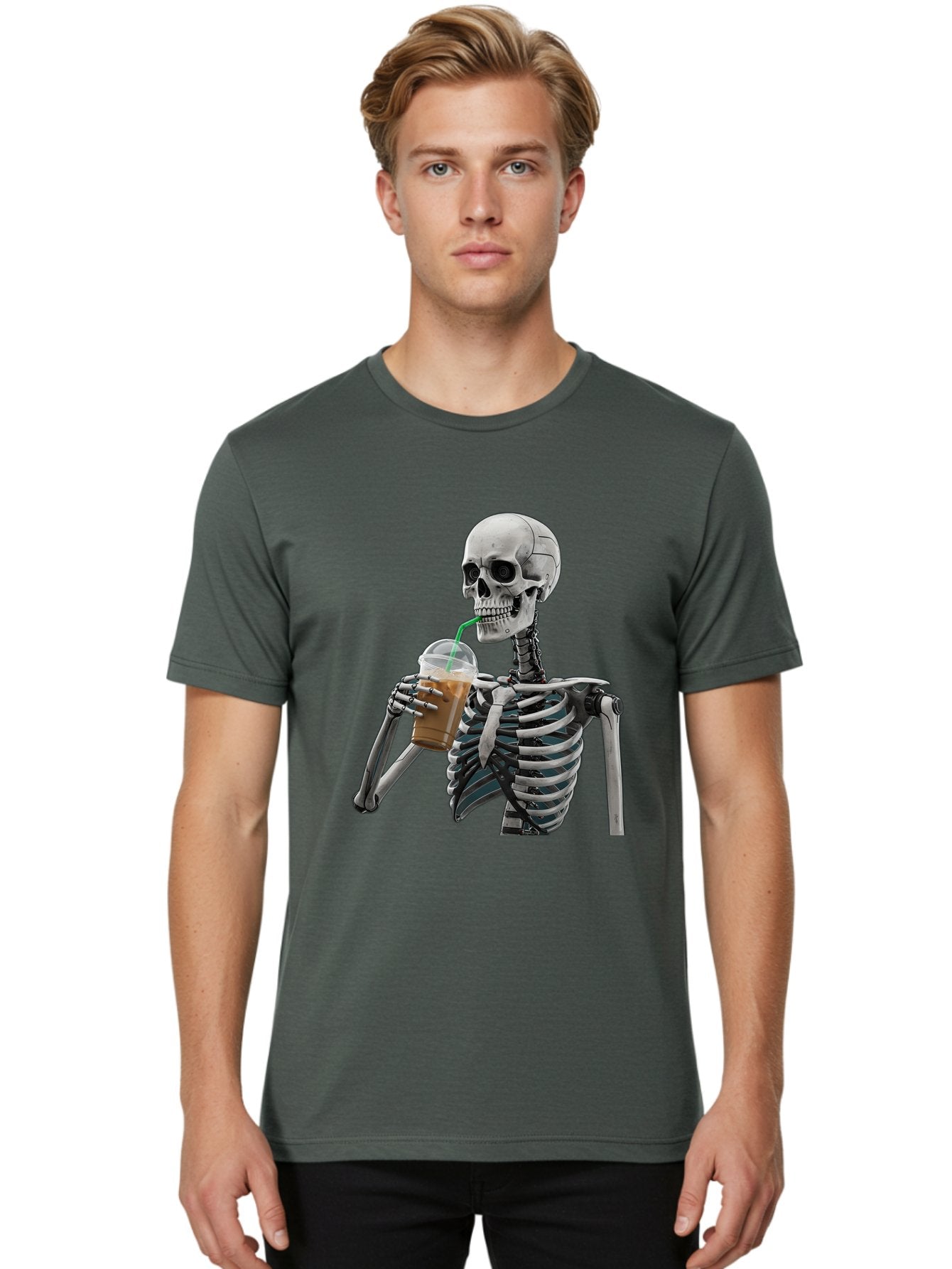 Skeleton-Drinking Men'S Graphic Tee, 100% Cotton, Comfortable Casual Summer Wear, Machine Washable, Vintage Camera, Old Camera, Antique Camera, Black Camera, Classic Photography, Photography Equipment, Nostalgic Device, Film Camera, Camera Art Bal317 6