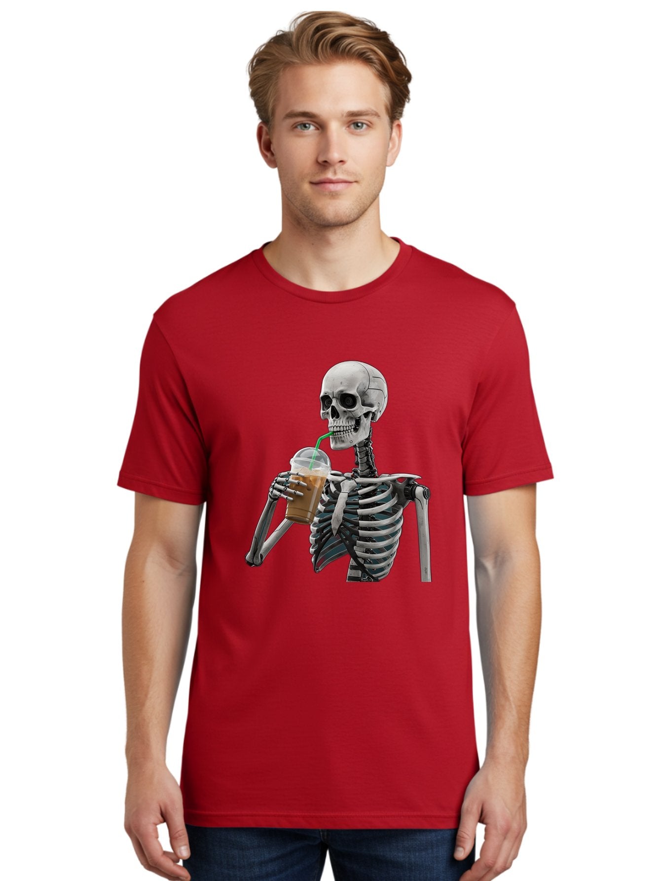 Skeleton-Drinking Men'S Graphic Tee, 100% Cotton, Comfortable Casual Summer Wear, Machine Washable, Vintage Camera, Old Camera, Antique Camera, Black Camera, Classic Photography, Photography Equipment, Nostalgic Device, Film Camera, Camera Art Bal317 8