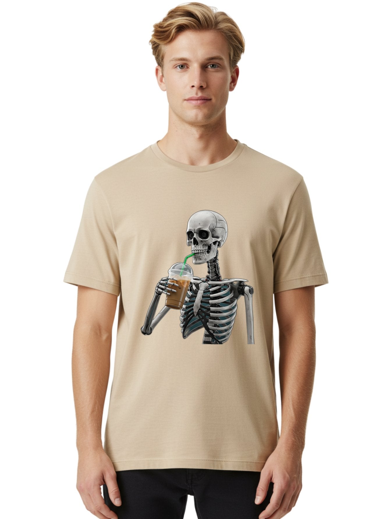 Skeleton-Drinking Men'S Graphic Tee, 100% Cotton, Comfortable Casual Summer Wear, Machine Washable, Vintage Camera, Old Camera, Antique Camera, Black Camera, Classic Photography, Photography Equipment, Nostalgic Device, Film Camera, Camera Art Bal317 16