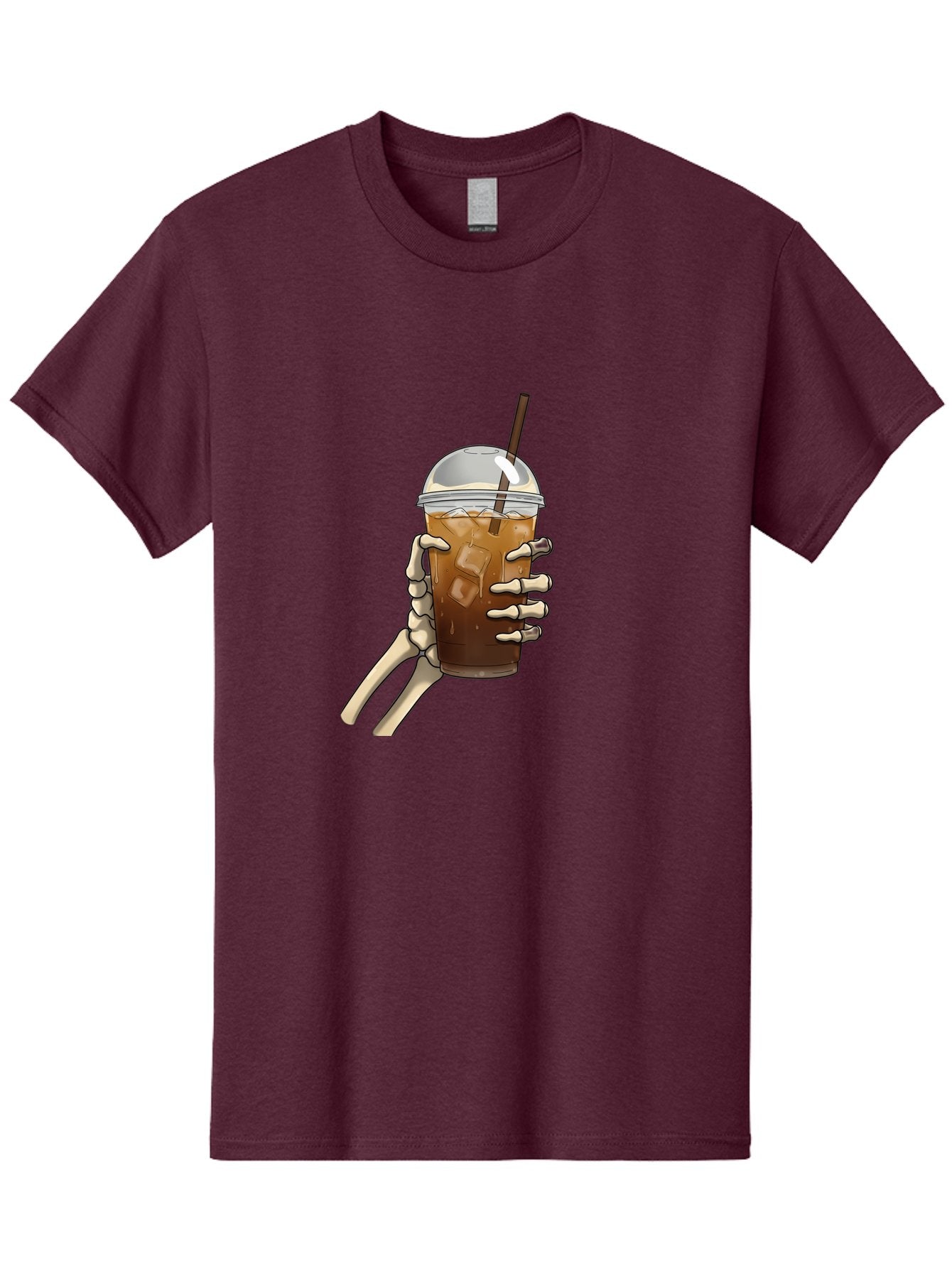 Skeleton-Hand-Holding-Iced-Coffee Men'S Graphic Tee, 100% Cotton, Comfortable Casual Summer Wear, Machine Washable, Vintage Camera, Old Camera, Antique Camera, Black Camera, Classic Photography, Photography Equipment, Nostalgic Device, Bal318 3