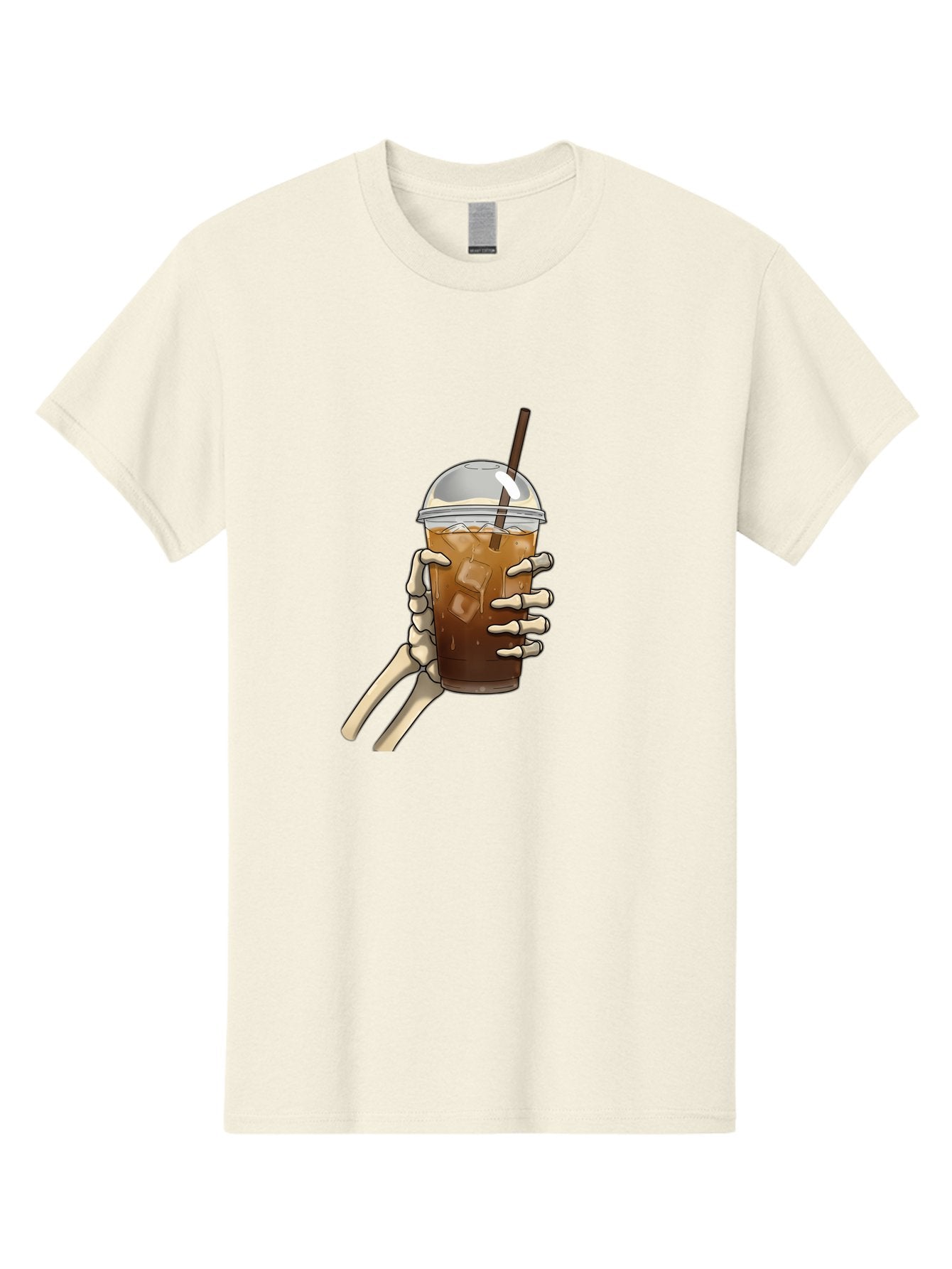 Skeleton-Hand-Holding-Iced-Coffee Men'S Graphic Tee, 100% Cotton, Comfortable Casual Summer Wear, Machine Washable, Vintage Camera, Old Camera, Antique Camera, Black Camera, Classic Photography, Photography Equipment, Nostalgic Device, Bal318