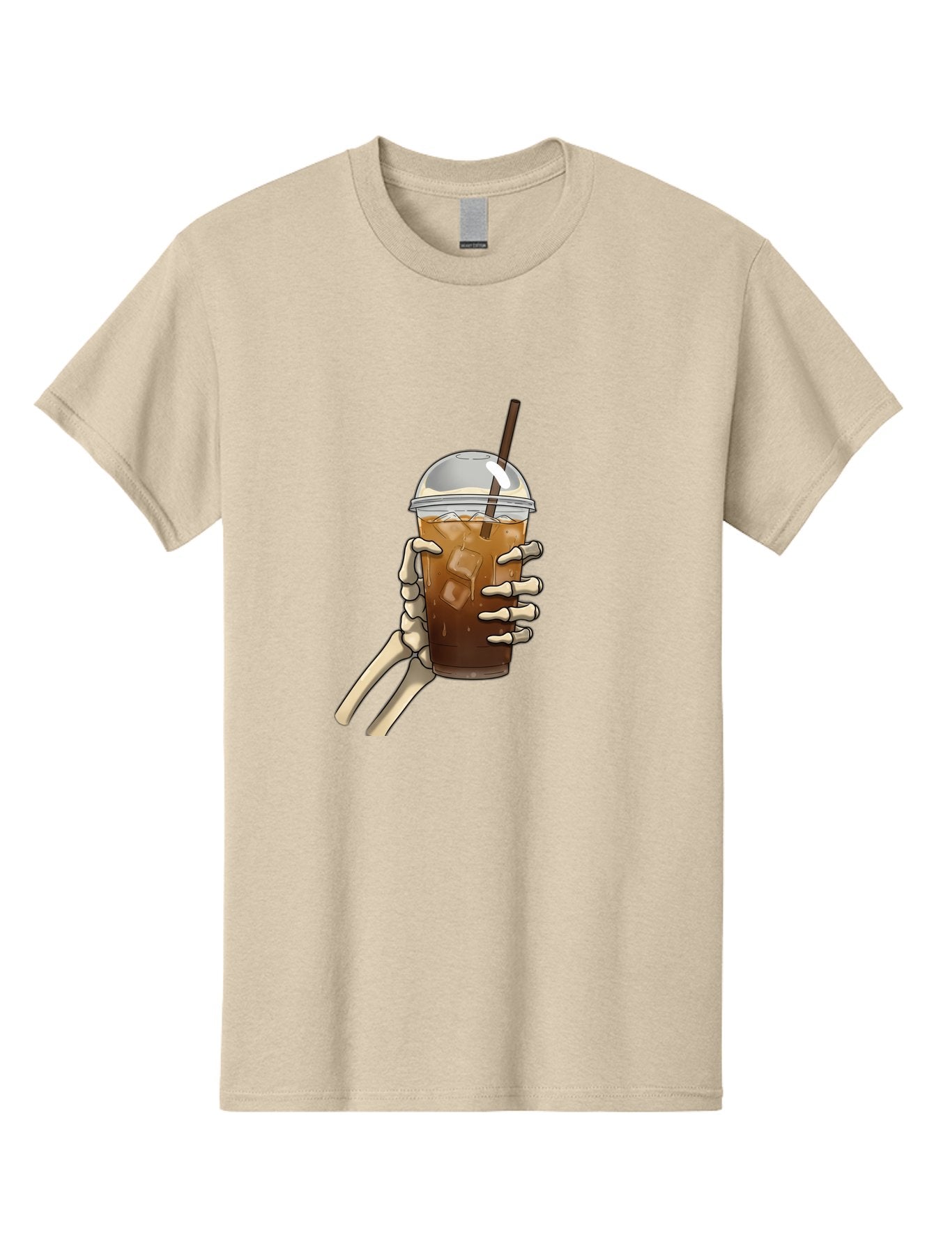 Skeleton-Hand-Holding-Iced-Coffee Men'S Graphic Tee, 100% Cotton, Comfortable Casual Summer Wear, Machine Washable, Vintage Camera, Old Camera, Antique Camera, Black Camera, Classic Photography, Photography Equipment, Nostalgic Device, Bal318 4