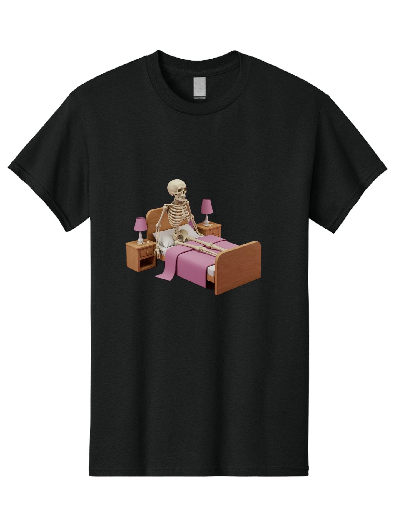 Skeleton-In-Bed-1 Men'S Graphic Tee, 100% Cotton, Comfortable Casual Summer Wear, Machine Washable, Vintage Camera, Old Camera, Antique Camera, Black Camera, Classic Photography, Photography Equipment, Nostalgic Device, Film Camera, Camera Art Bal319 12