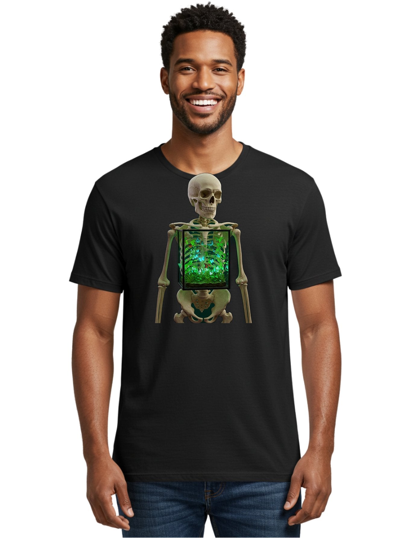 Skeleton-With-Ecosystem Men'S Graphic Tee, 100% Cotton, Comfortable Casual Summer Wear, Machine Washable, Vintage Camera, Old Camera, Antique Camera, Black Camera, Classic Photography, Photography Equipment, Nostalgic Device, Film Camera, Bal324 27