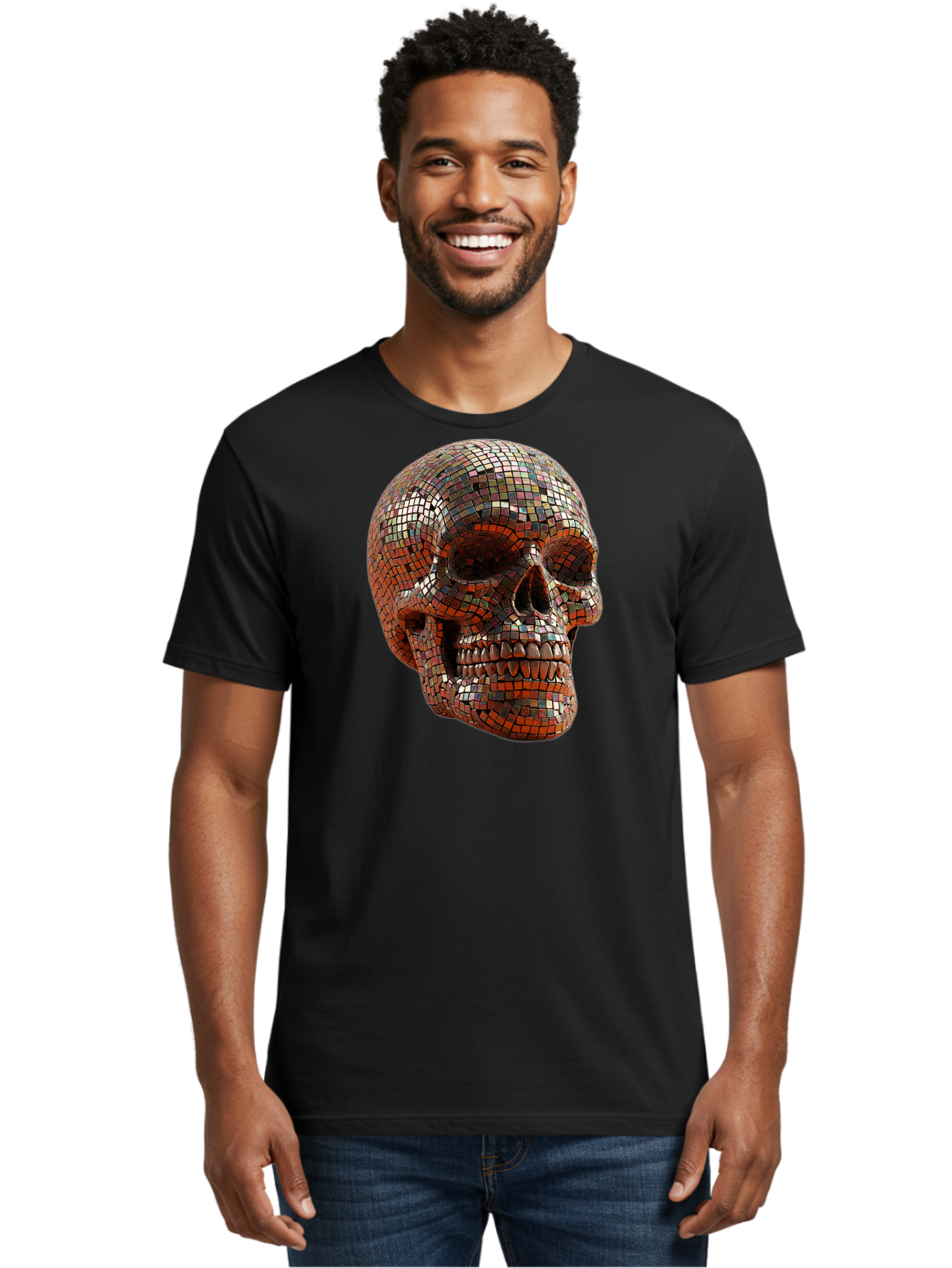 Skull-Mosaic Men'S Graphic Tee, 100% Cotton, Comfortable Casual Summer Wear, Machine Washable, Vintage Camera, Old Camera, Antique Camera, Black Camera, Classic Photography, Photography Equipment, Nostalgic Device, Film Camera, Camera Art Bal326 20