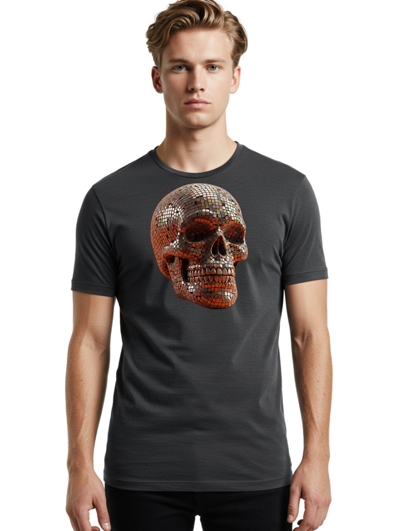 Skull-Mosaic Men'S Graphic Tee, 100% Cotton, Comfortable Casual Summer Wear, Machine Washable, Vintage Camera, Old Camera, Antique Camera, Black Camera, Classic Photography, Photography Equipment, Nostalgic Device, Film Camera, Camera Art Bal326 18