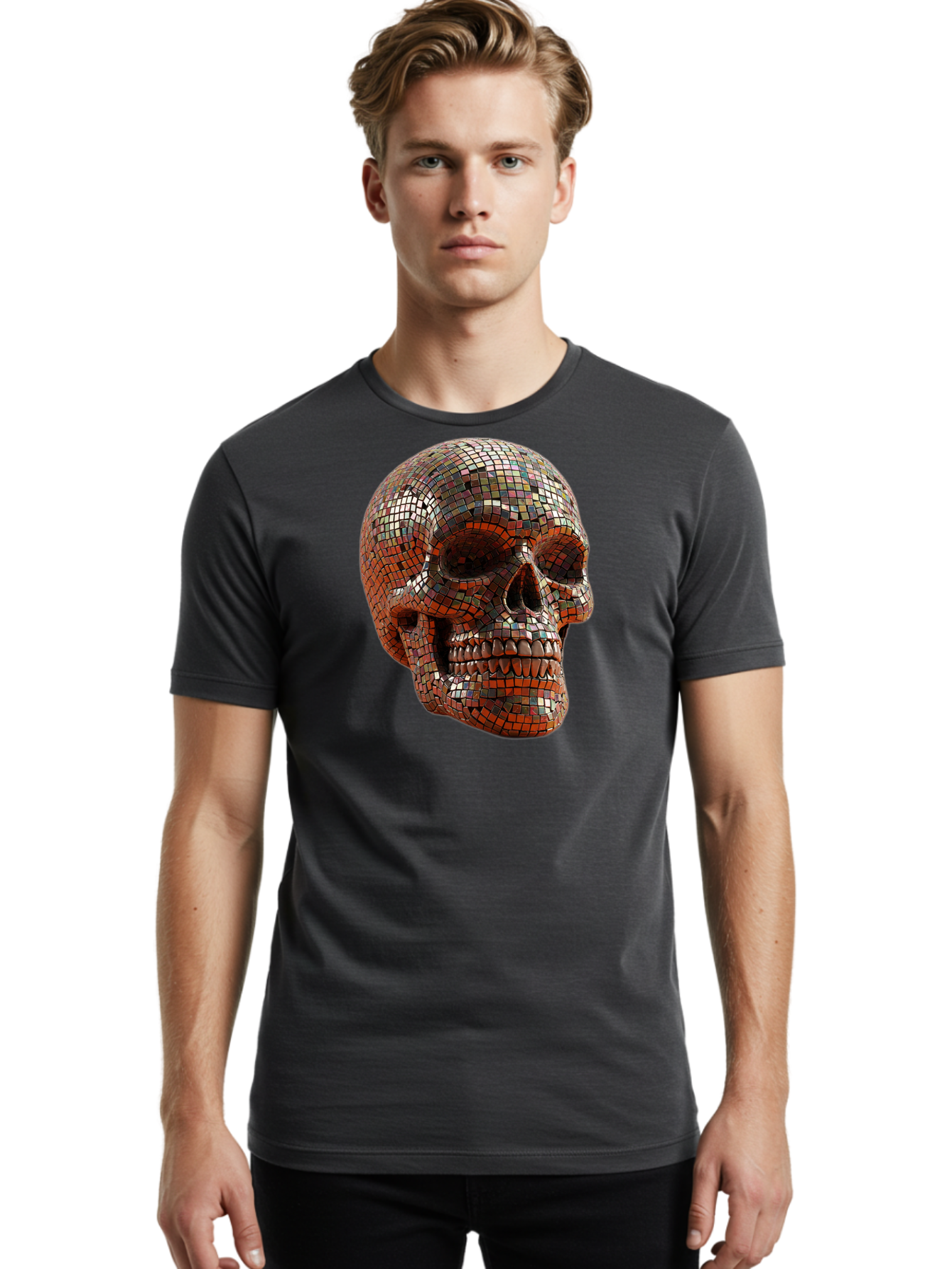 Skull-Mosaic Men'S Graphic Tee, 100% Cotton, Comfortable Casual Summer Wear, Machine Washable, Vintage Camera, Old Camera, Antique Camera, Black Camera, Classic Photography, Photography Equipment, Nostalgic Device, Film Camera, Camera Art Bal326 27