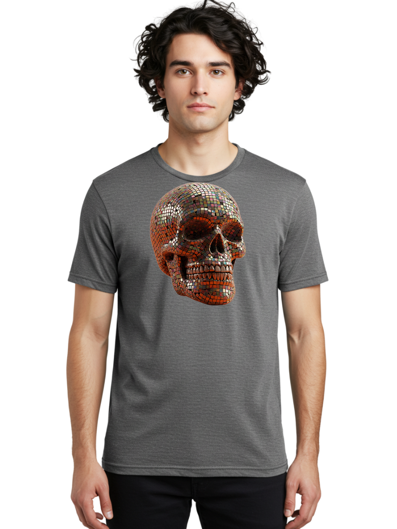 Skull-Mosaic Men'S Graphic Tee, 100% Cotton, Comfortable Casual Summer Wear, Machine Washable, Vintage Camera, Old Camera, Antique Camera, Black Camera, Classic Photography, Photography Equipment, Nostalgic Device, Film Camera, Camera Art Bal326 18