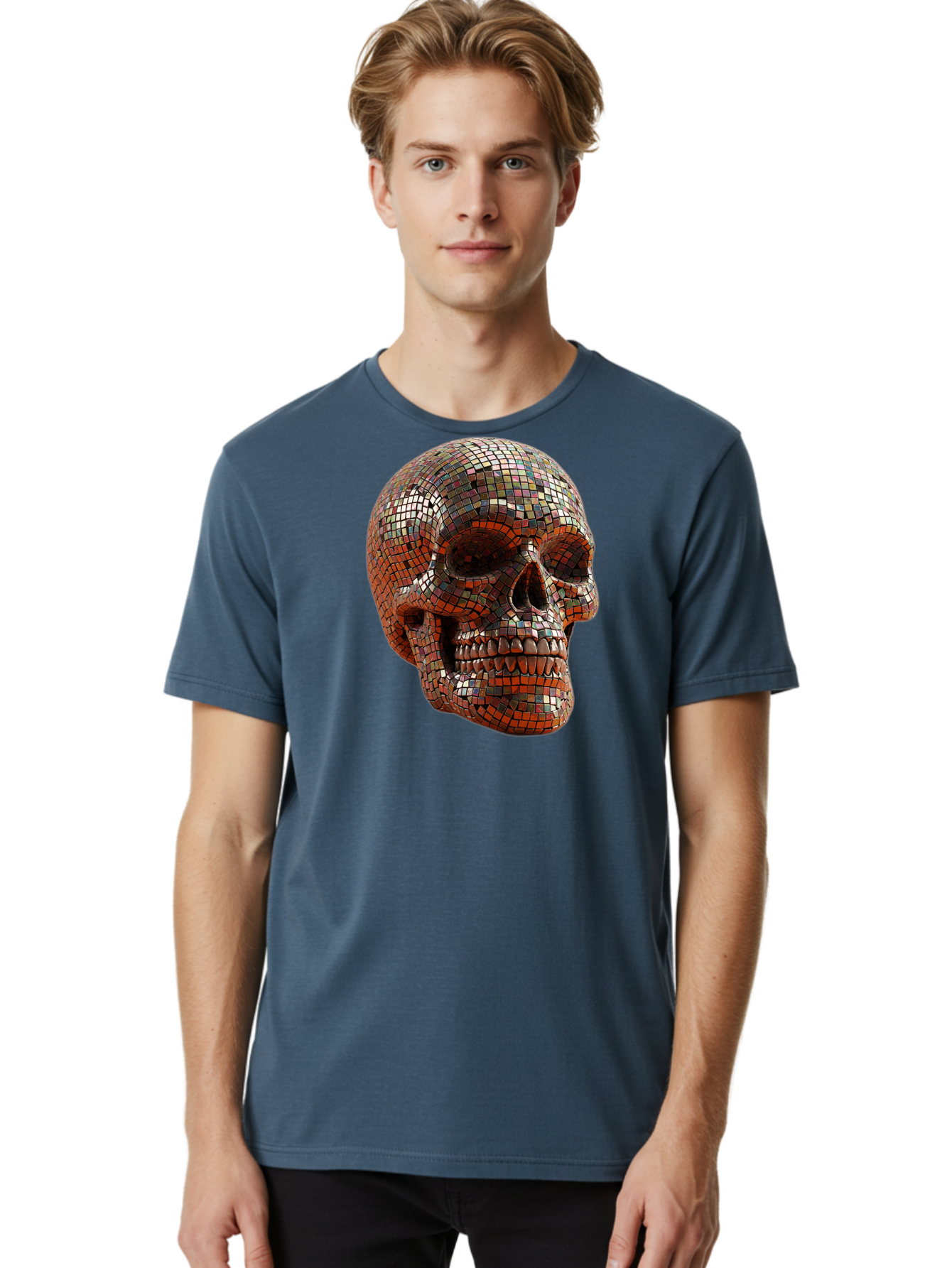 Skull-Mosaic Men'S Graphic Tee, 100% Cotton, Comfortable Casual Summer Wear, Machine Washable, Vintage Camera, Old Camera, Antique Camera, Black Camera, Classic Photography, Photography Equipment, Nostalgic Device, Film Camera, Camera Art Bal326 22