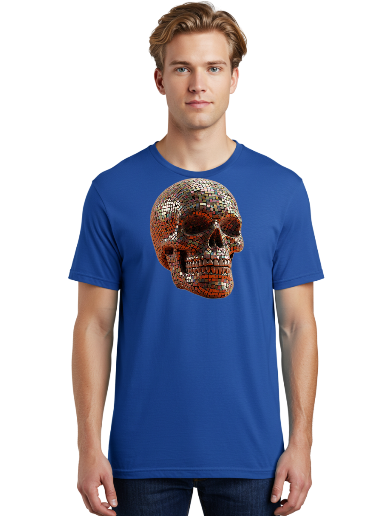 Skull-Mosaic Men'S Graphic Tee, 100% Cotton, Comfortable Casual Summer Wear, Machine Washable, Vintage Camera, Old Camera, Antique Camera, Black Camera, Classic Photography, Photography Equipment, Nostalgic Device, Film Camera, Camera Art Bal326 24