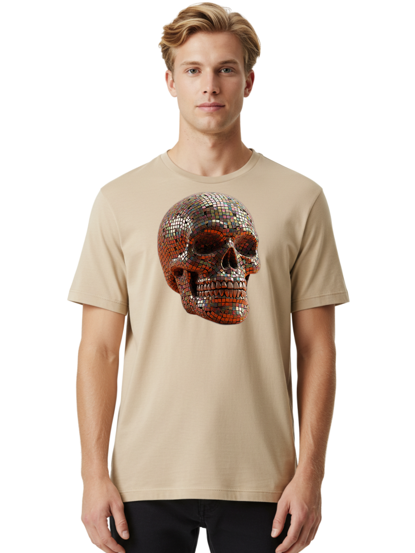 Skull-Mosaic Men'S Graphic Tee, 100% Cotton, Comfortable Casual Summer Wear, Machine Washable, Vintage Camera, Old Camera, Antique Camera, Black Camera, Classic Photography, Photography Equipment, Nostalgic Device, Film Camera, Camera Art Bal326 28