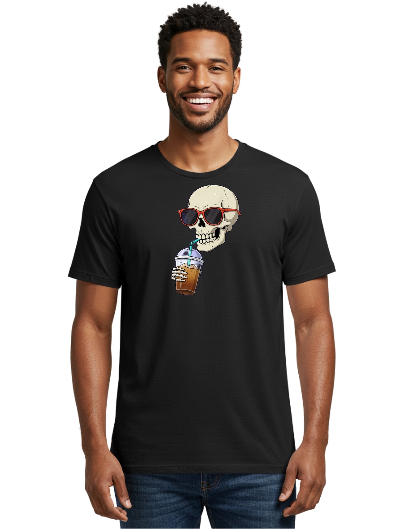 Skull-With-Sunglasses-Drinking Men'S Graphic Tee, 100% Cotton, Comfortable Casual Summer Wear, Machine Washable, Vintage Camera, Old Camera, Antique Camera, Black Camera, Classic Photography, Photography Equipment, Nostalgic Device, Bal327 24