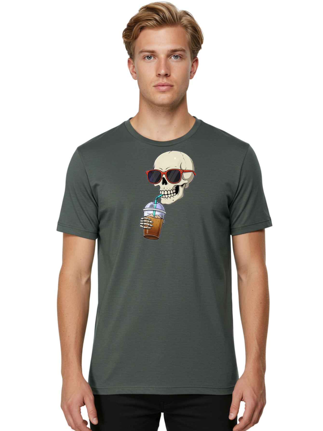 Skull-With-Sunglasses-Drinking Men'S Graphic Tee, 100% Cotton, Comfortable Casual Summer Wear, Machine Washable, Vintage Camera, Old Camera, Antique Camera, Black Camera, Classic Photography, Photography Equipment, Nostalgic Device, Bal327 29