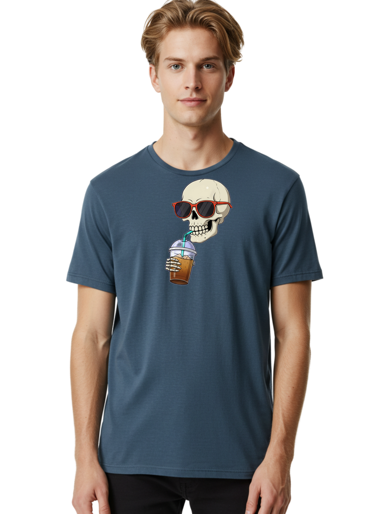 Skull-With-Sunglasses-Drinking Men'S Graphic Tee, 100% Cotton, Comfortable Casual Summer Wear, Machine Washable, Vintage Camera, Old Camera, Antique Camera, Black Camera, Classic Photography, Photography Equipment, Nostalgic Device, Bal327 30