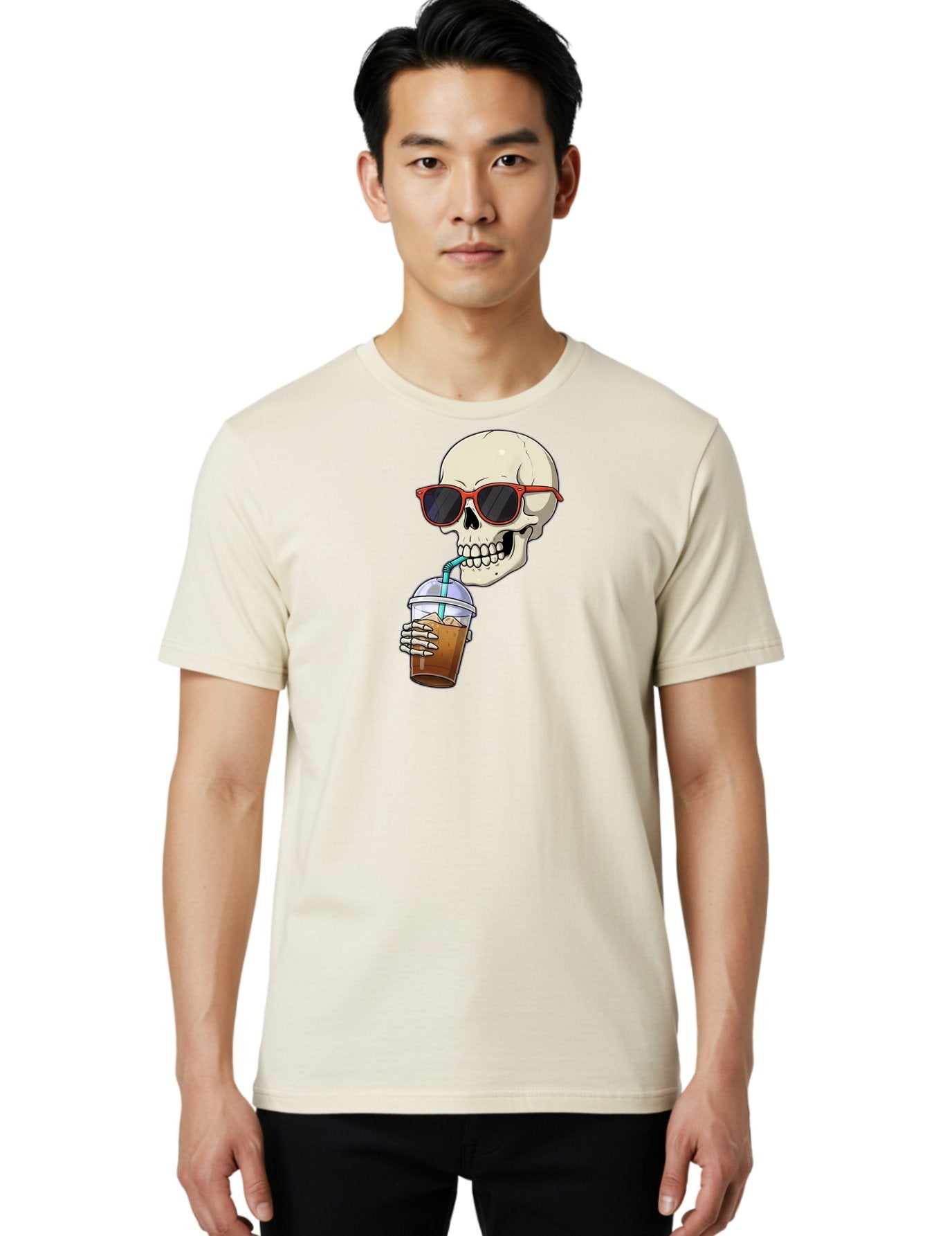 Skull-With-Sunglasses-Drinking Men'S Graphic Tee, 100% Cotton, Comfortable Casual Summer Wear, Machine Washable, Vintage Camera, Old Camera, Antique Camera, Black Camera, Classic Photography, Photography Equipment, Nostalgic Device, Bal327 18