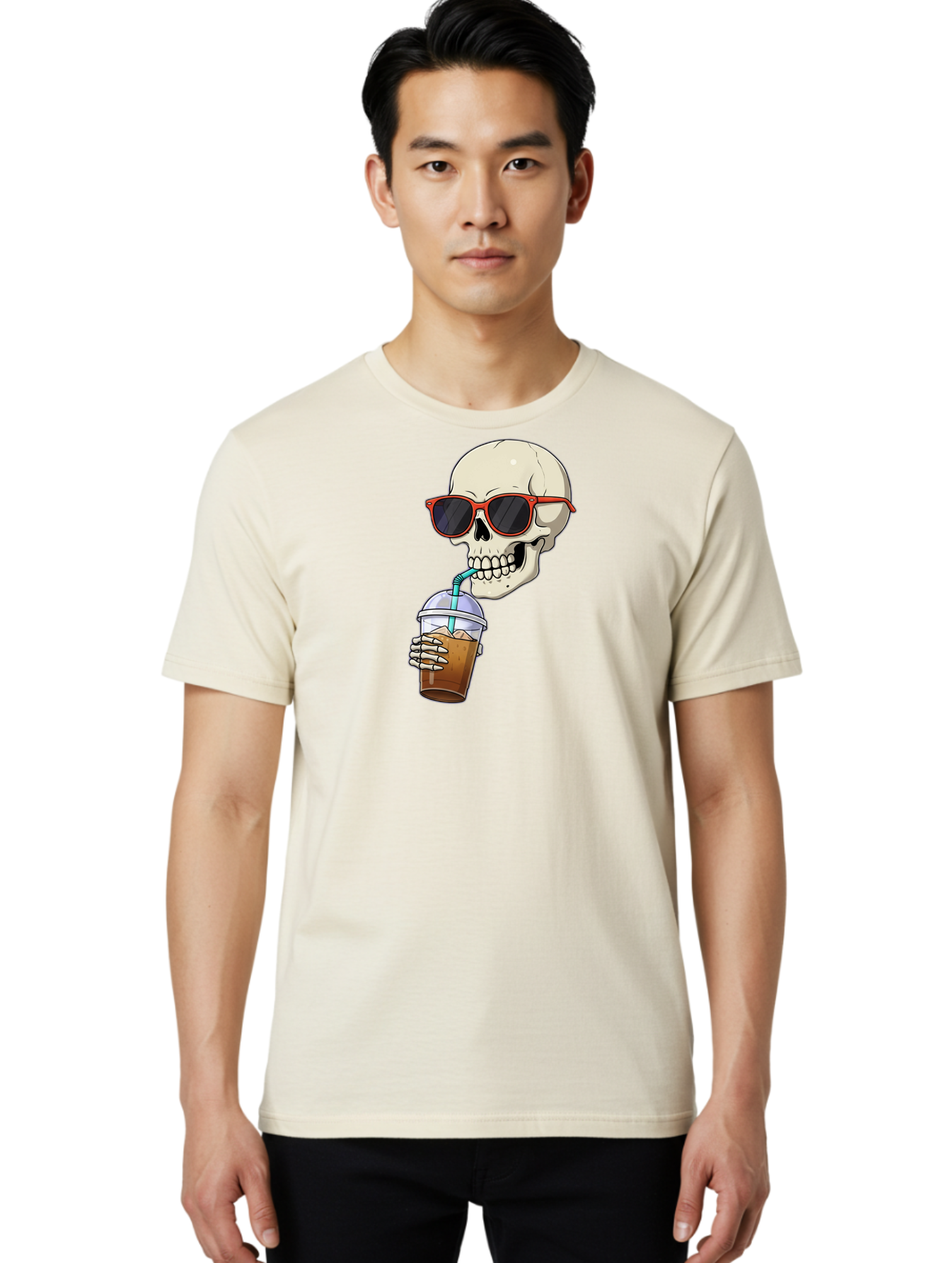 Skull-With-Sunglasses-Drinking Men'S Graphic Tee, 100% Cotton, Comfortable Casual Summer Wear, Machine Washable, Vintage Camera, Old Camera, Antique Camera, Black Camera, Classic Photography, Photography Equipment, Nostalgic Device, Bal327 27