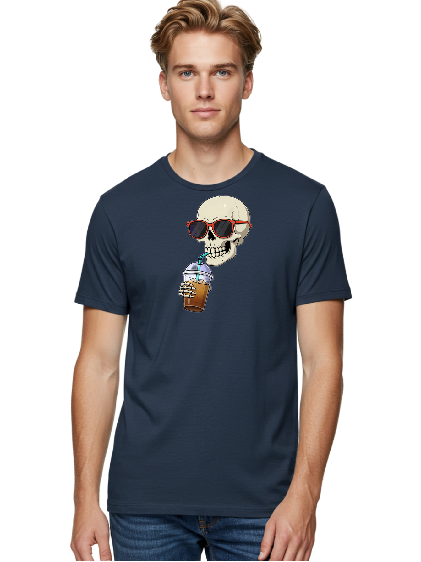 Skull-With-Sunglasses-Drinking Men'S Graphic Tee, 100% Cotton, Comfortable Casual Summer Wear, Machine Washable, Vintage Camera, Old Camera, Antique Camera, Black Camera, Classic Photography, Photography Equipment, Nostalgic Device, Bal327 26