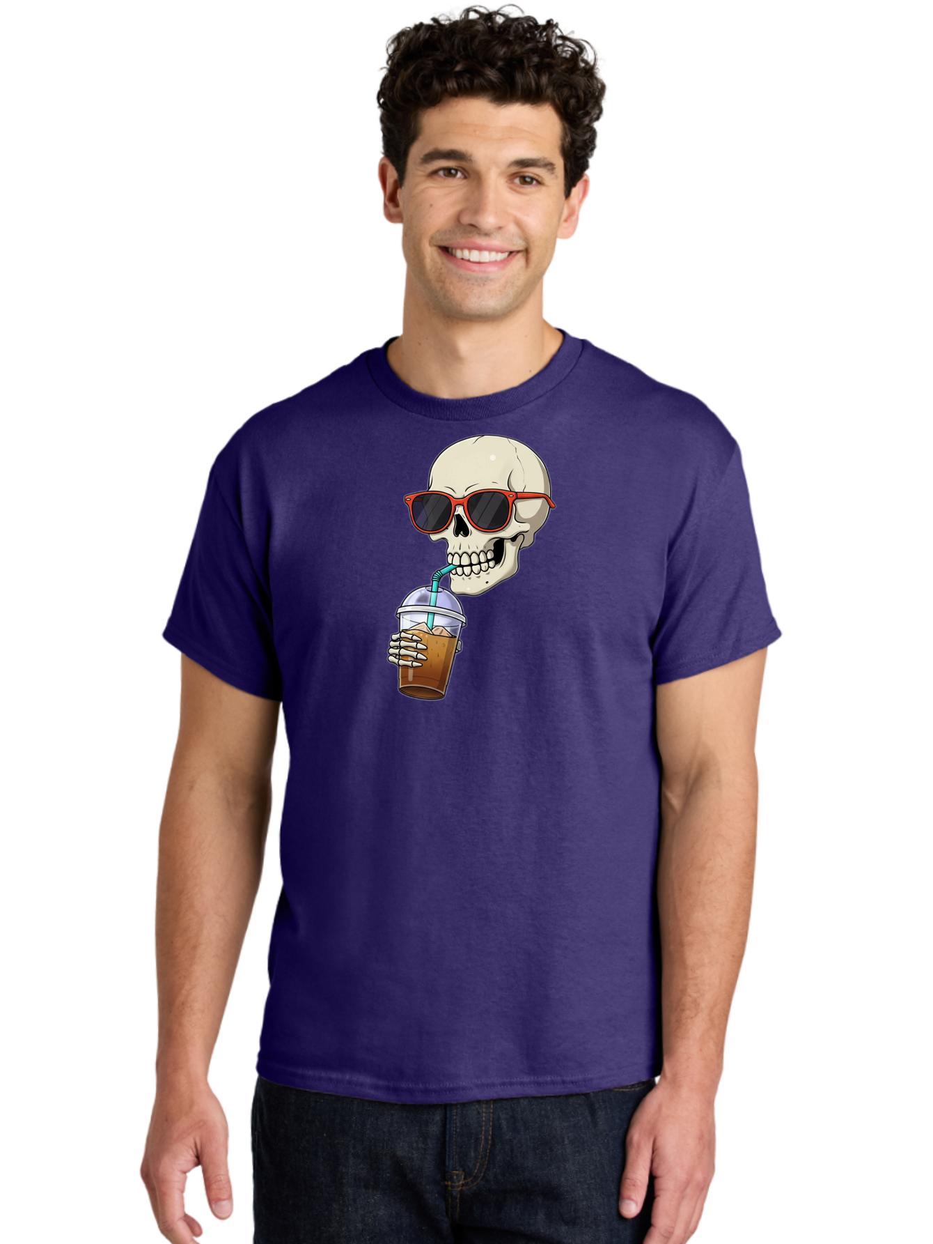 Skull-With-Sunglasses-Drinking Men'S Graphic Tee, 100% Cotton, Comfortable Casual Summer Wear, Machine Washable, Vintage Camera, Old Camera, Antique Camera, Black Camera, Classic Photography, Photography Equipment, Nostalgic Device, Bal327 18