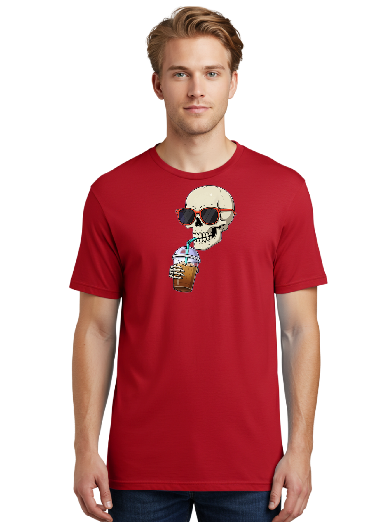 Skull-With-Sunglasses-Drinking Men'S Graphic Tee, 100% Cotton, Comfortable Casual Summer Wear, Machine Washable, Vintage Camera, Old Camera, Antique Camera, Black Camera, Classic Photography, Photography Equipment, Nostalgic Device, Bal327 19